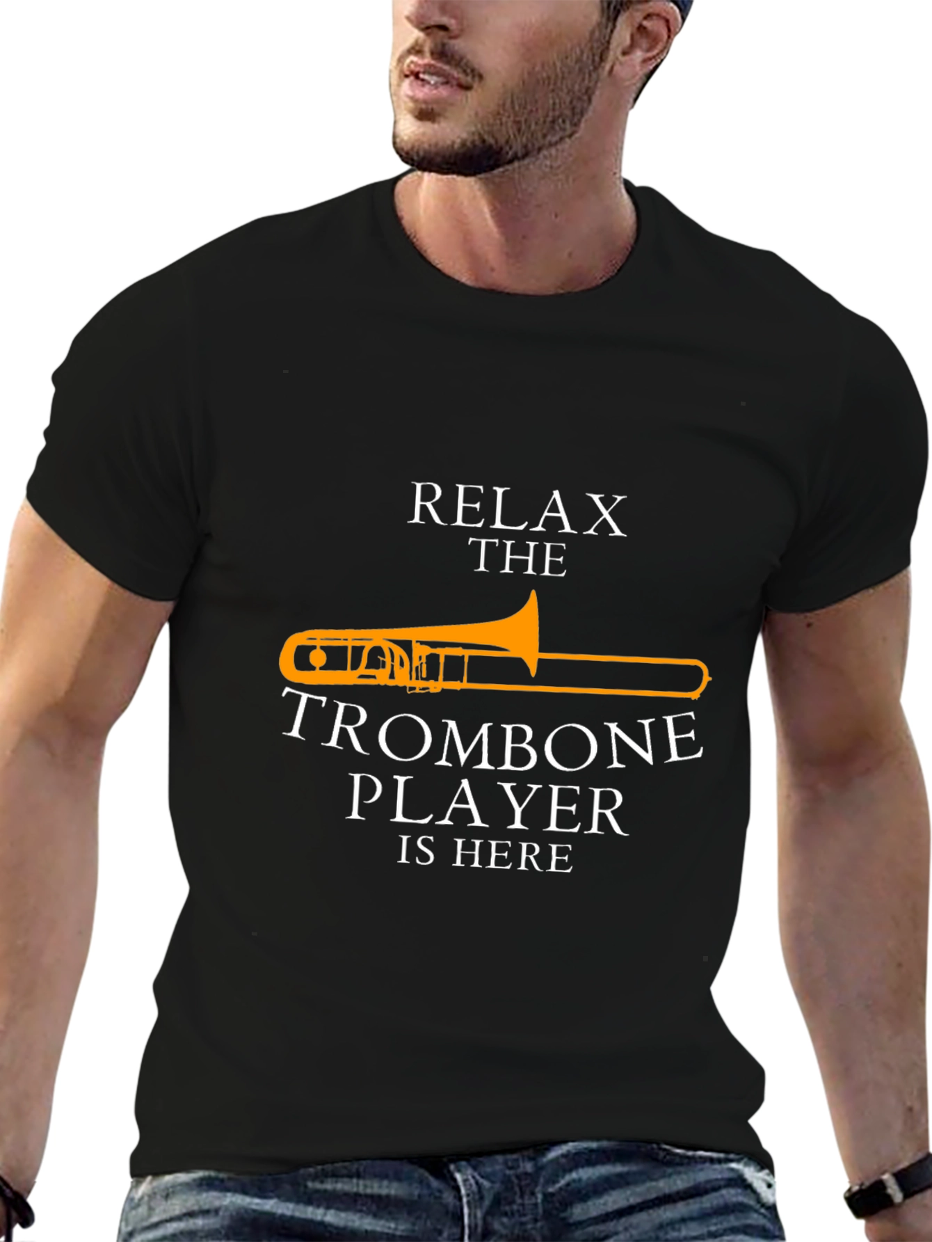 Black Relax Trombone Player T-Shirt - Music Lover Gift view 6