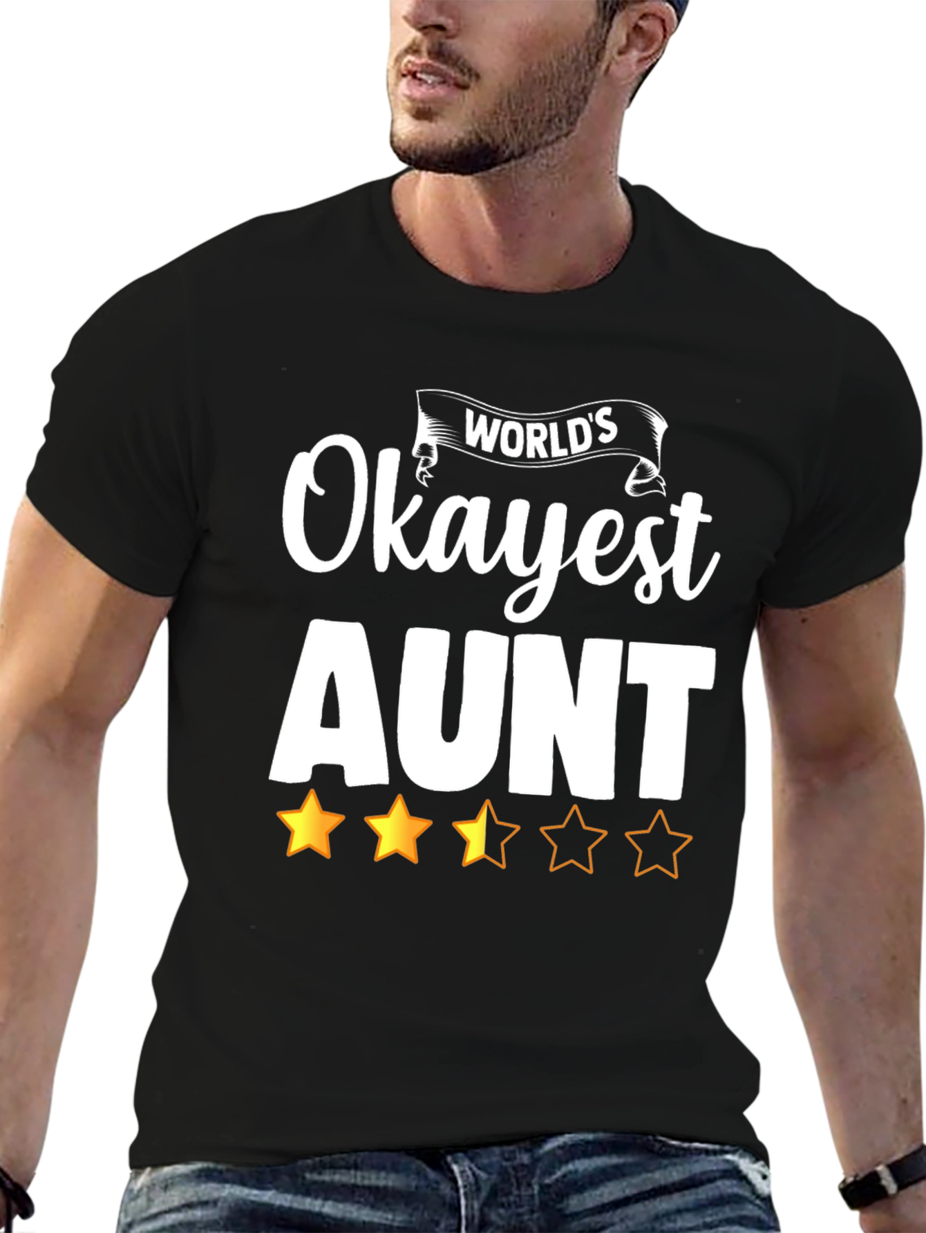 Black World's Okayest Aunt Graphic T-Shirt view 6