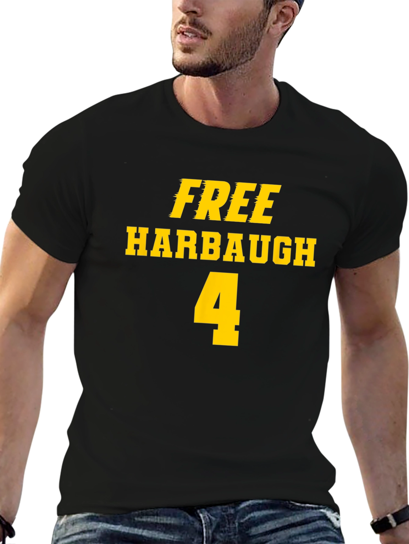Black Free Harbaugh 4 T-Shirt Black view 6