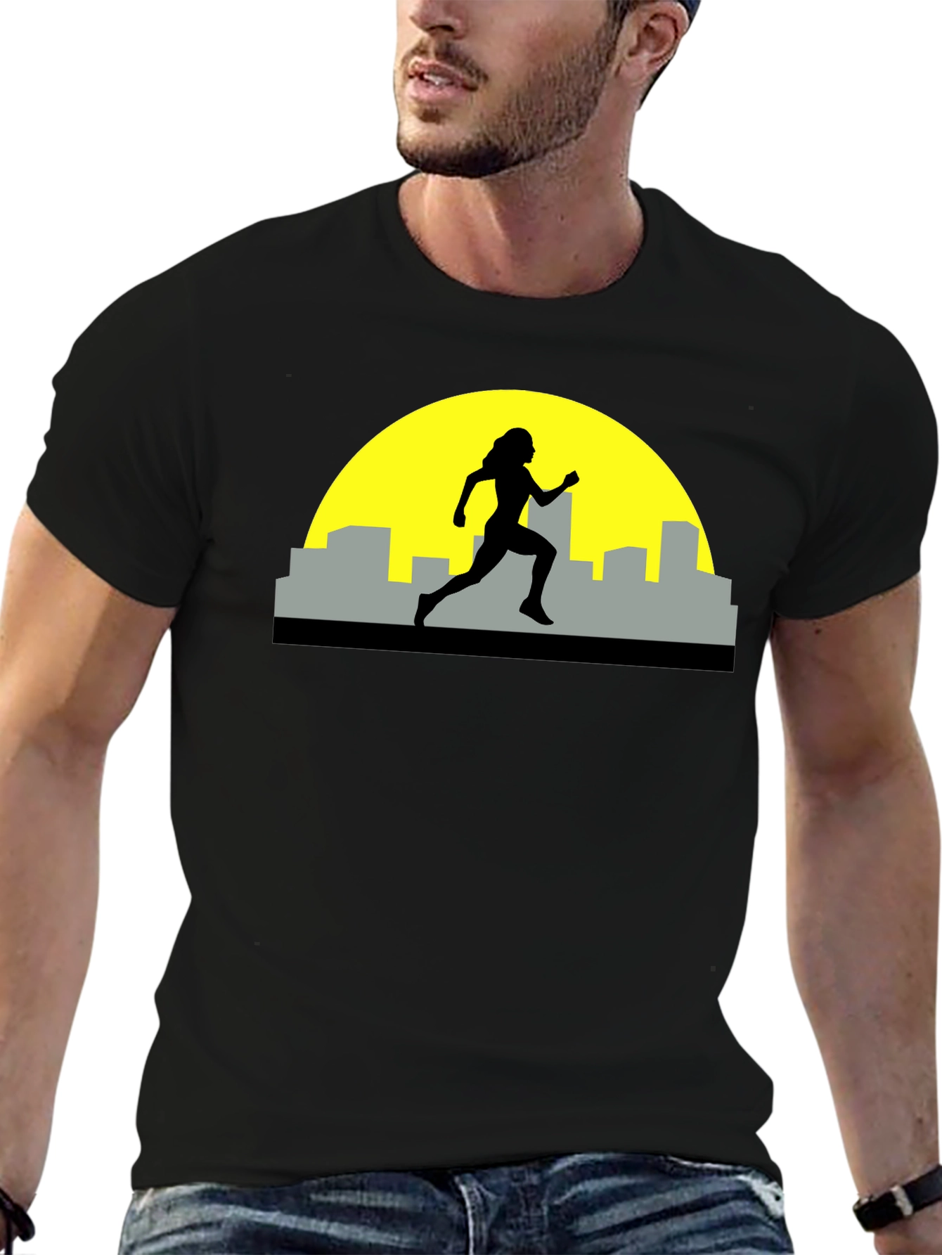Black Runner Silhouette Graphic Tee - Black view 6
