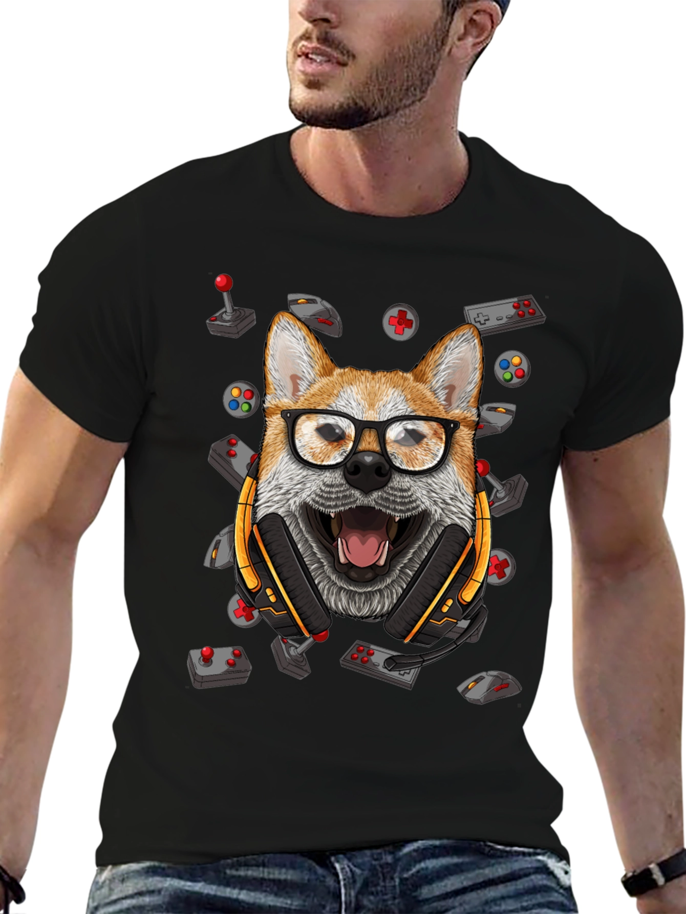 Black Gamer Dog T-Shirt - Playful Graphic Tee view 6