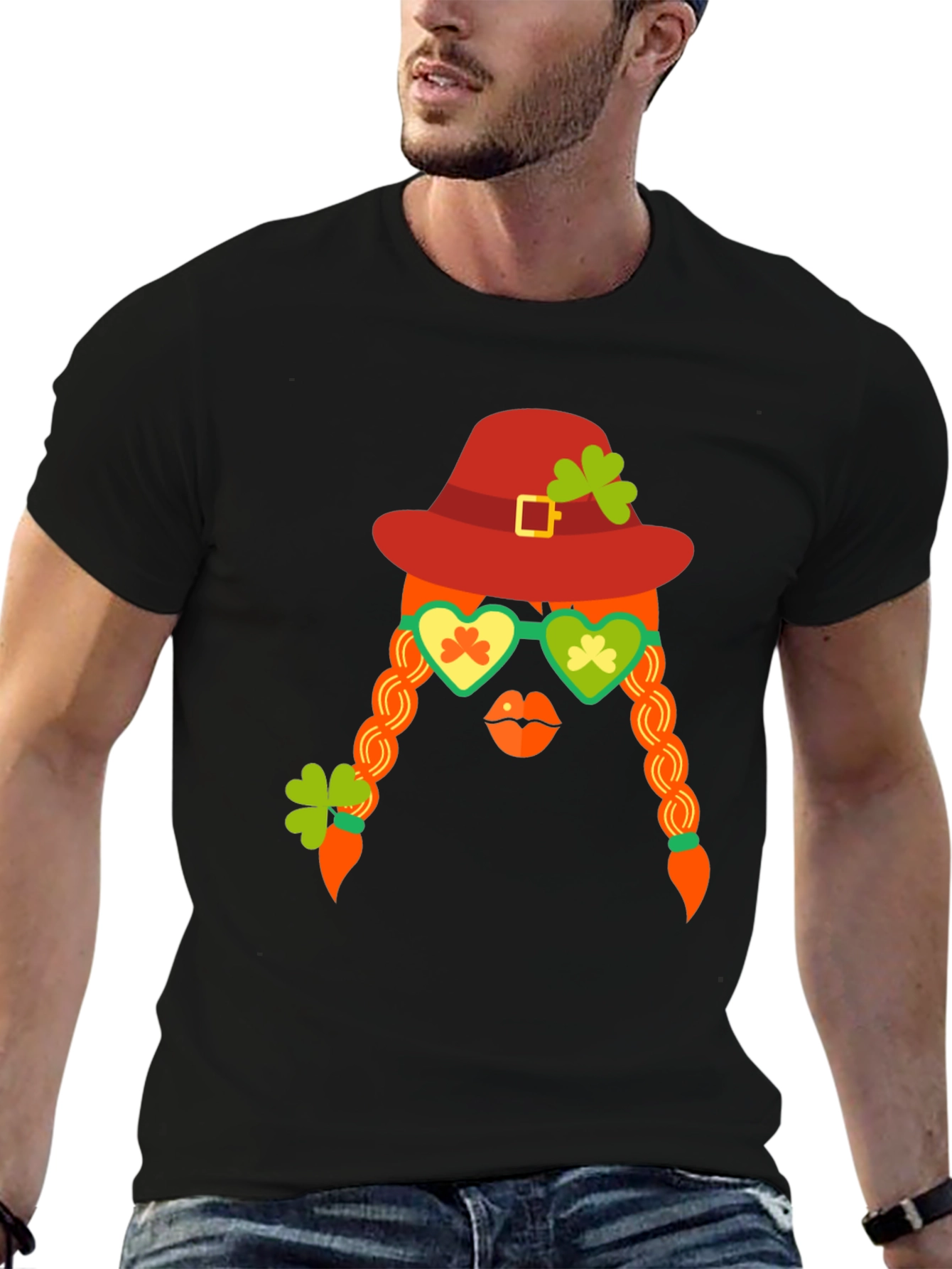 Black St. Patrick's Day Graphic Tee - Leprechaun Girl view 6