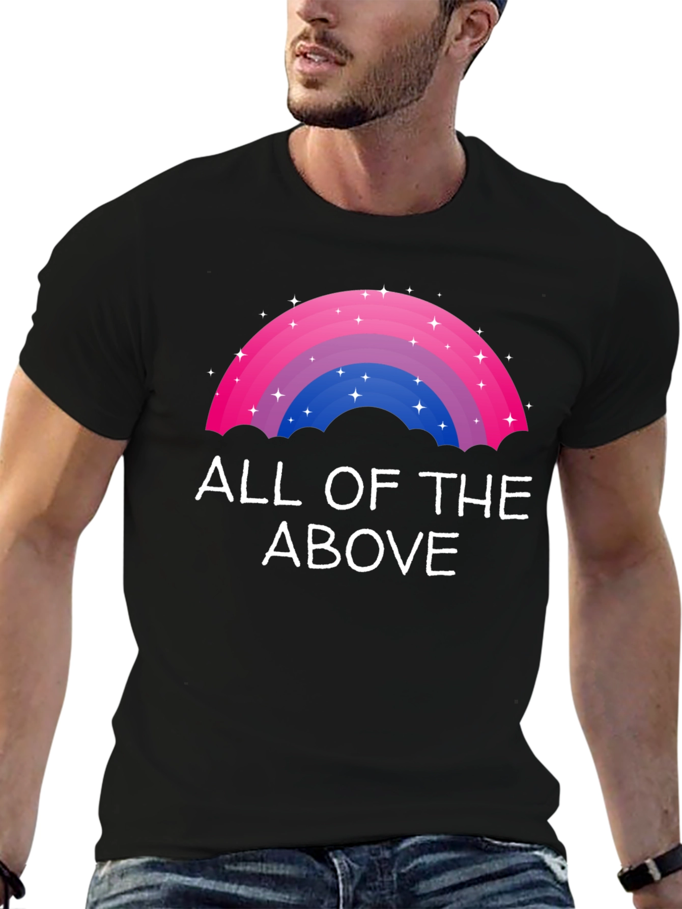 Black Bisexual Pride Rainbow All of the Above T-Shirt view 6