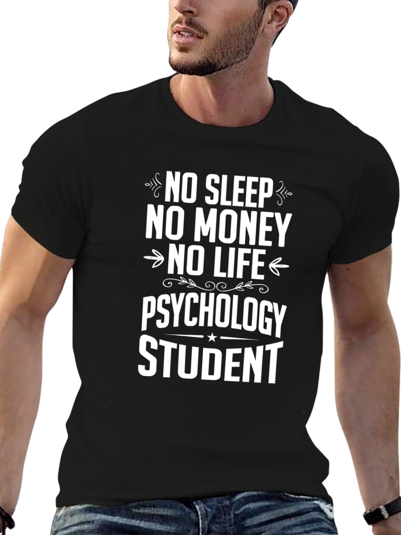 Black Psychology Student Tee - No Sleep No Money view 6