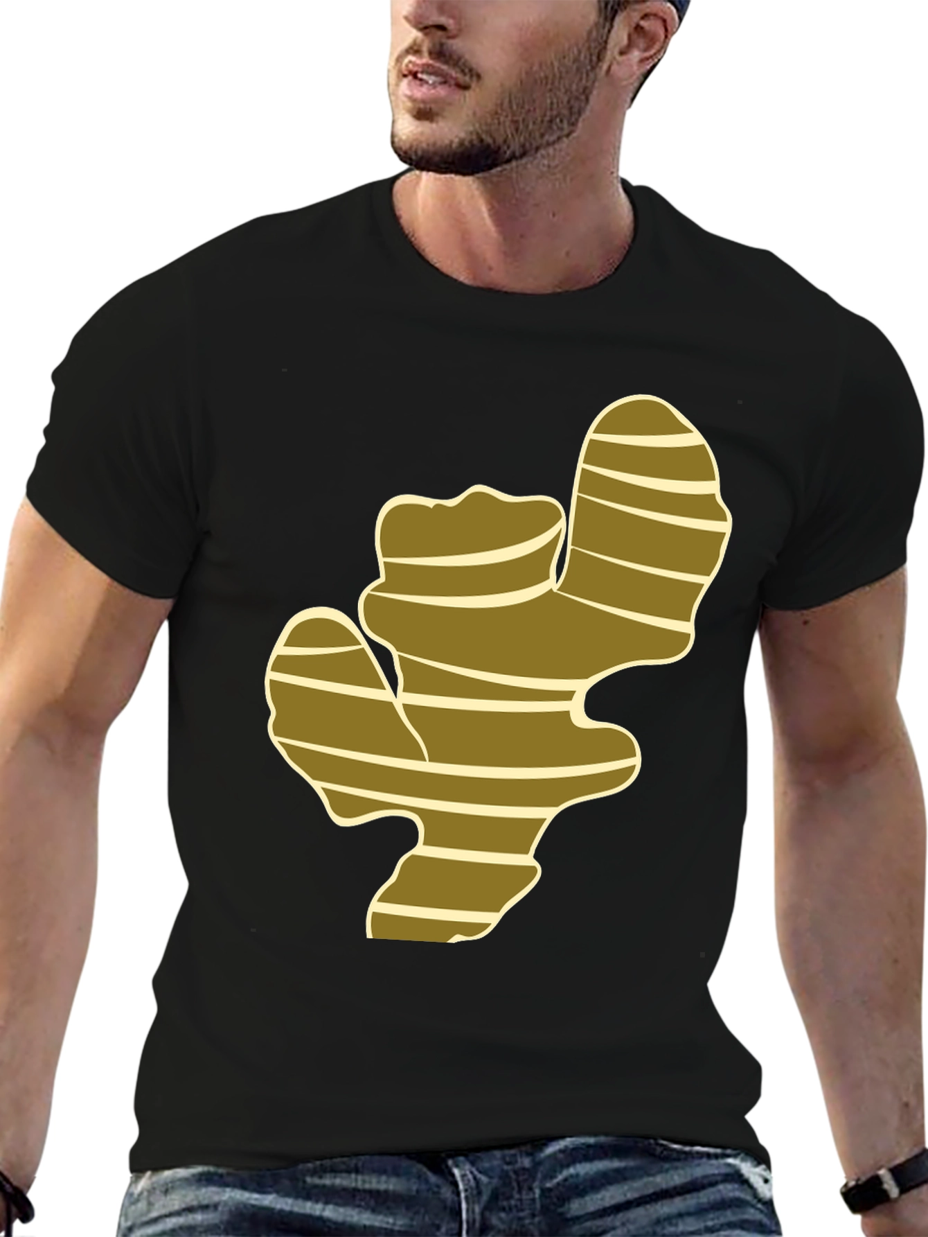 Black Ginger Root Graphic Print Black T-Shirt view 6