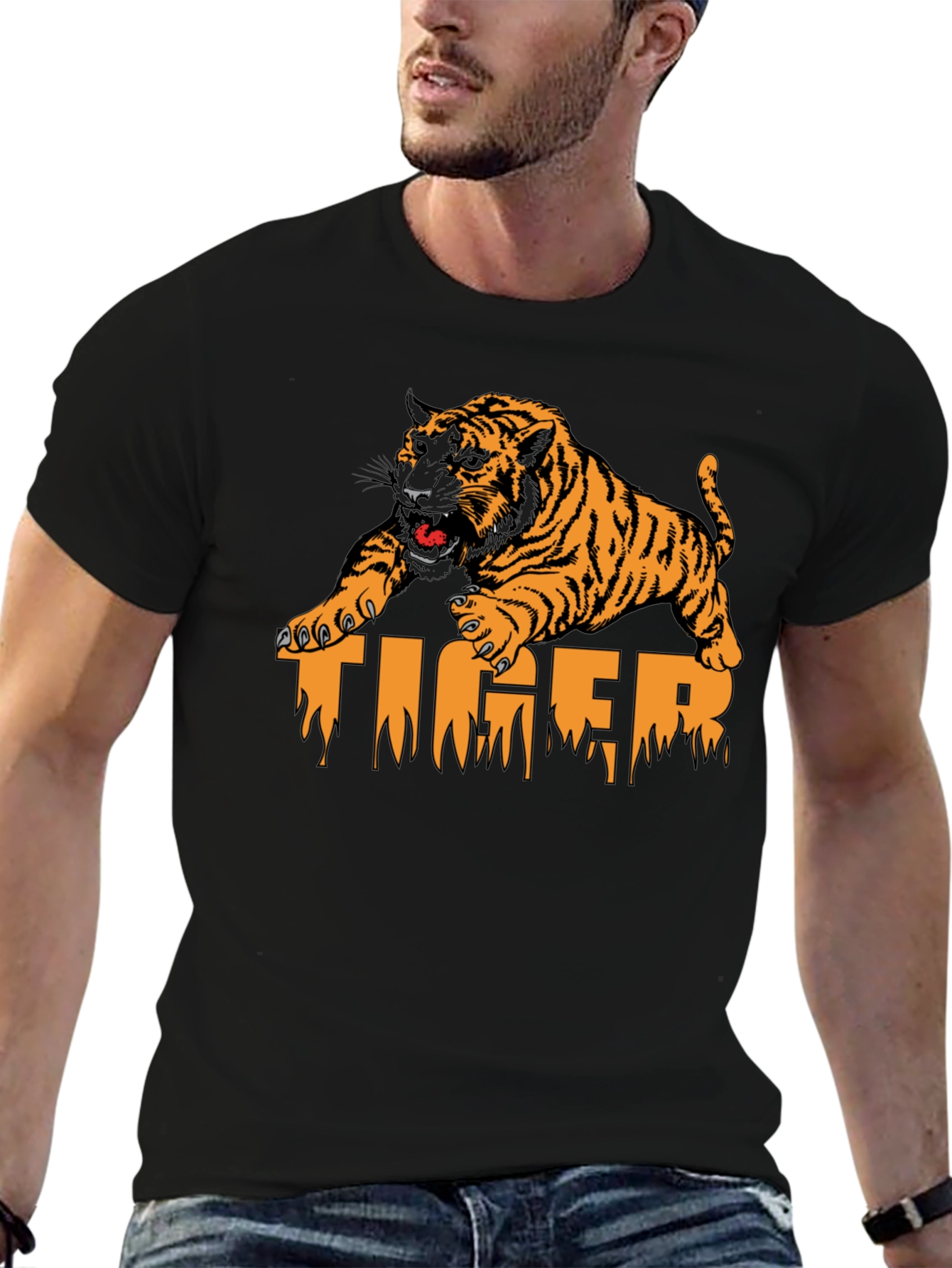 Black Tiger Graphic Print T-Shirt - Menswear view 6