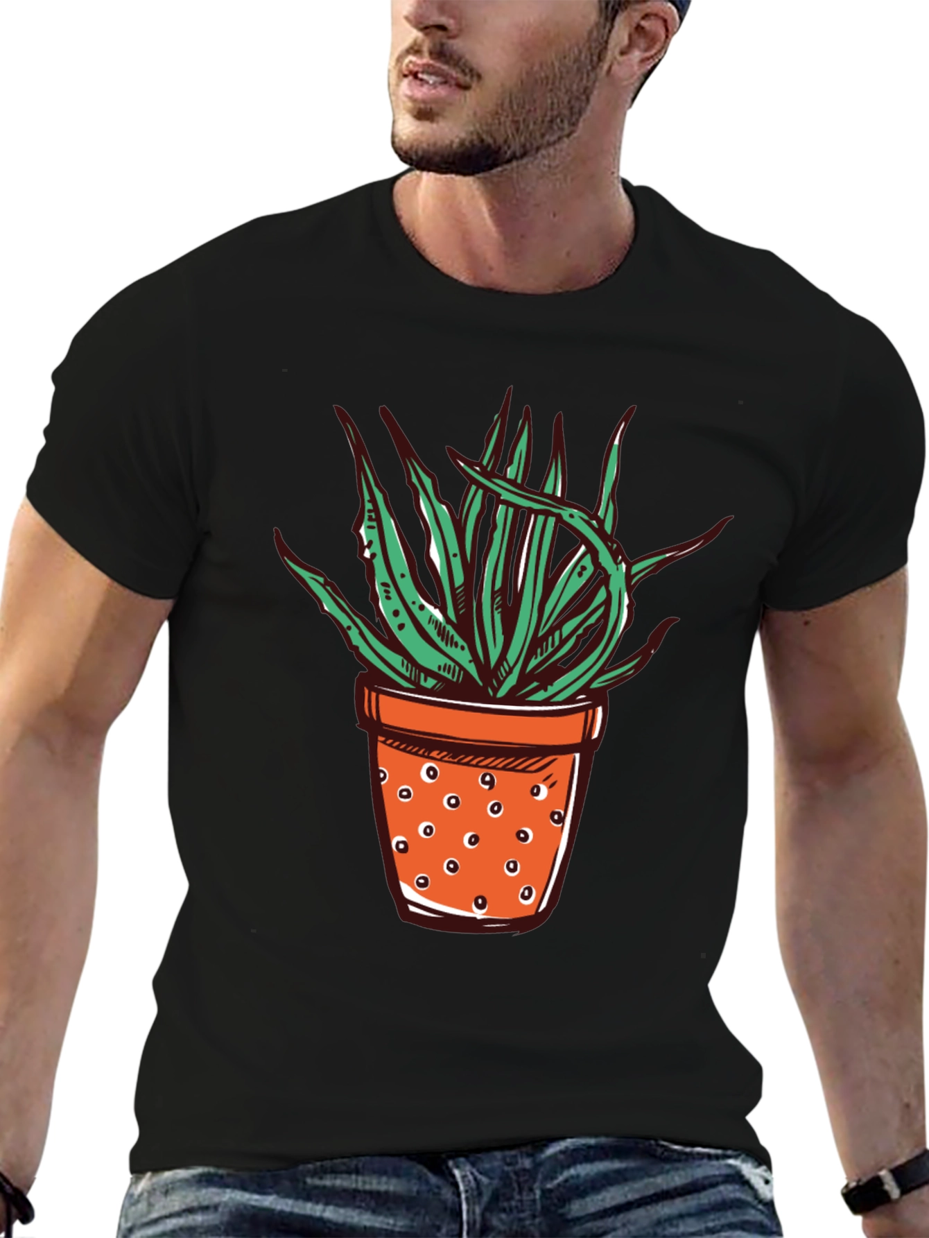 Black Potted Plant Graphic Tee - Unique Design view 6