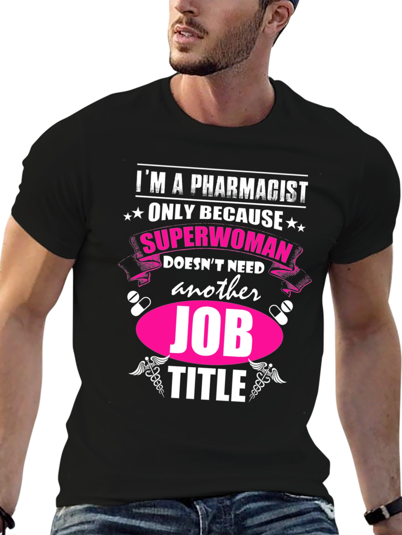 Black Pharmacist Superwoman T-Shirt - Funny Job Title Tee view 6