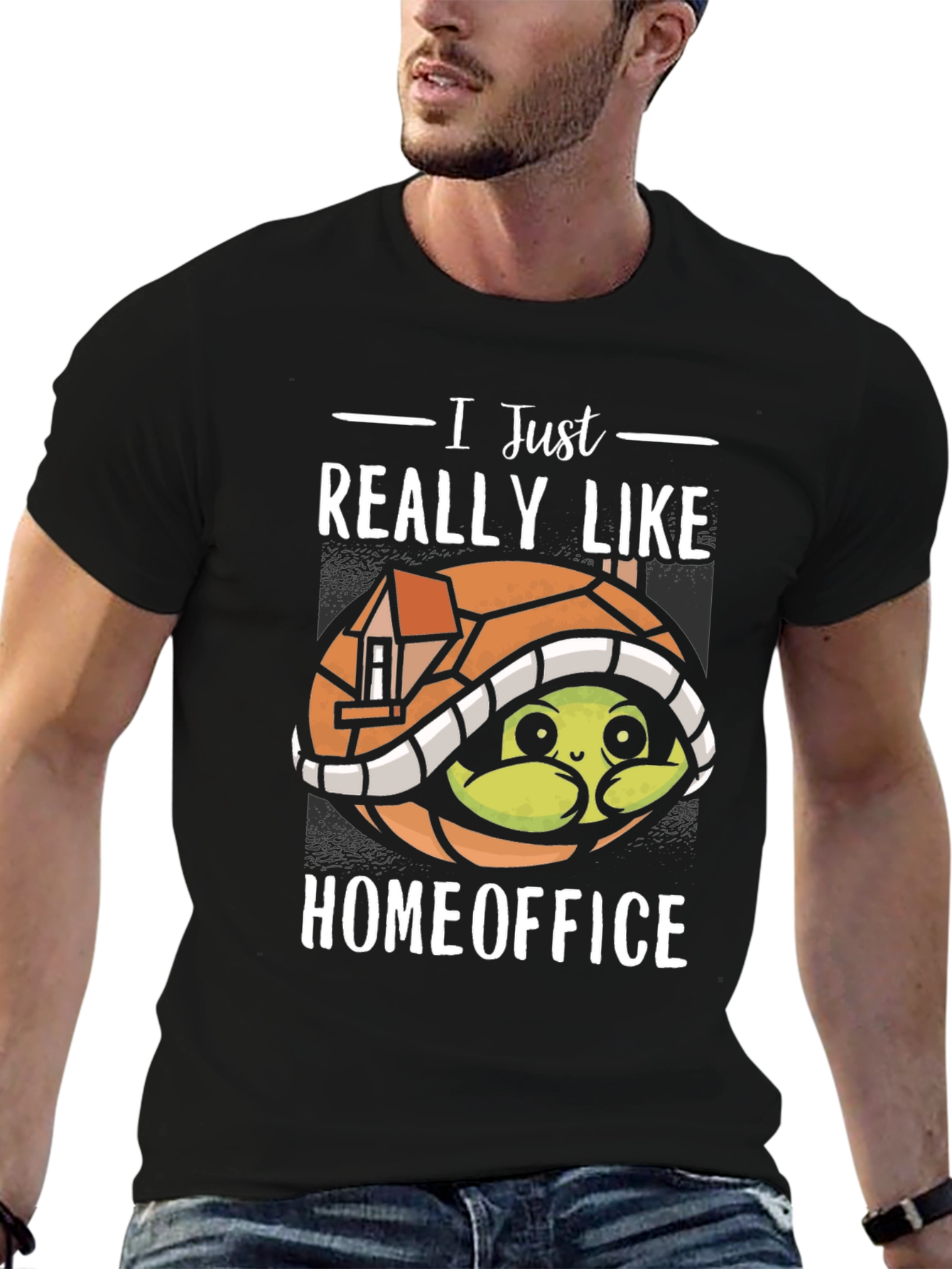 Black Home Office Turtle T-Shirt - Work From Home Comfort view 6