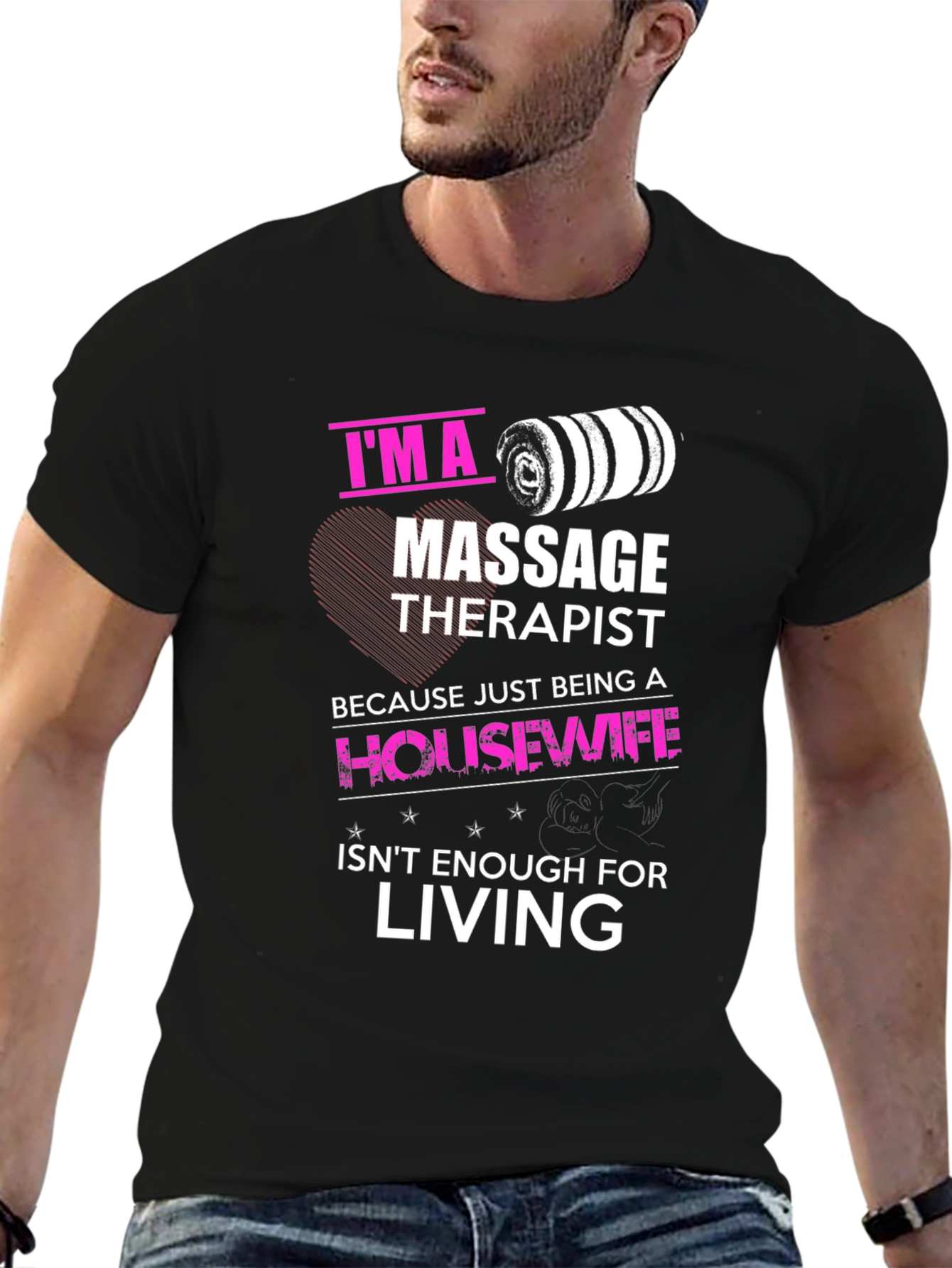 Black Massage Therapist Funny T-Shirt view 6