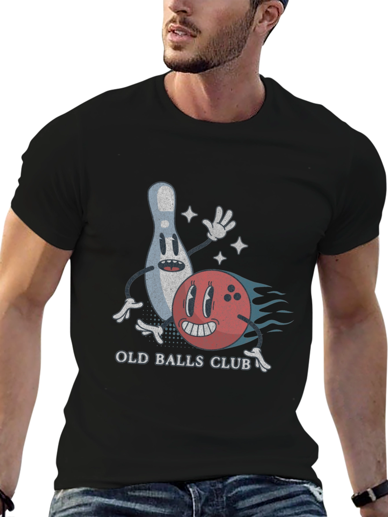 Black Old Balls Club Bowling T-Shirt view 6