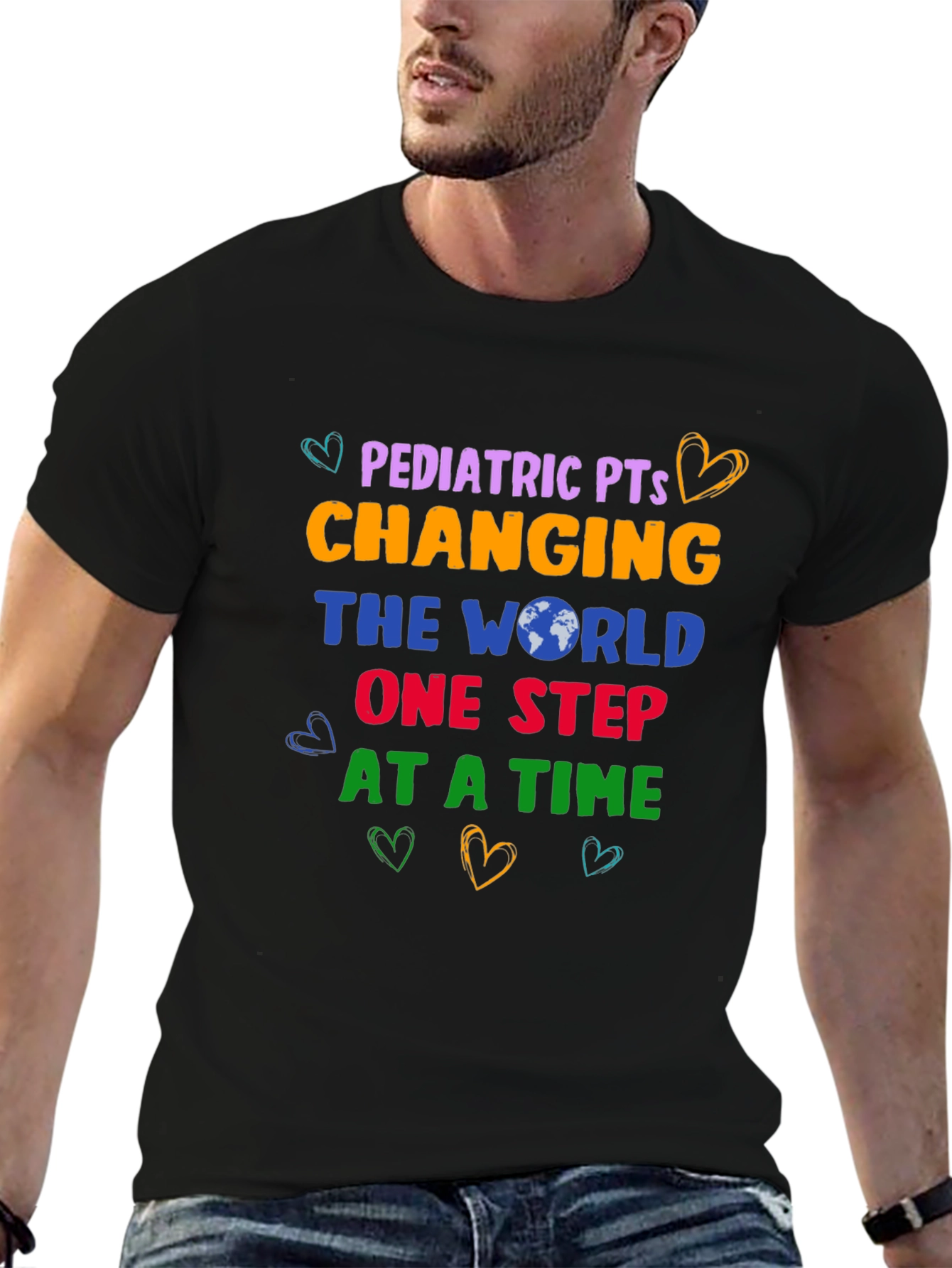 Black Pediatric PT Changing The World T-Shirt view 6