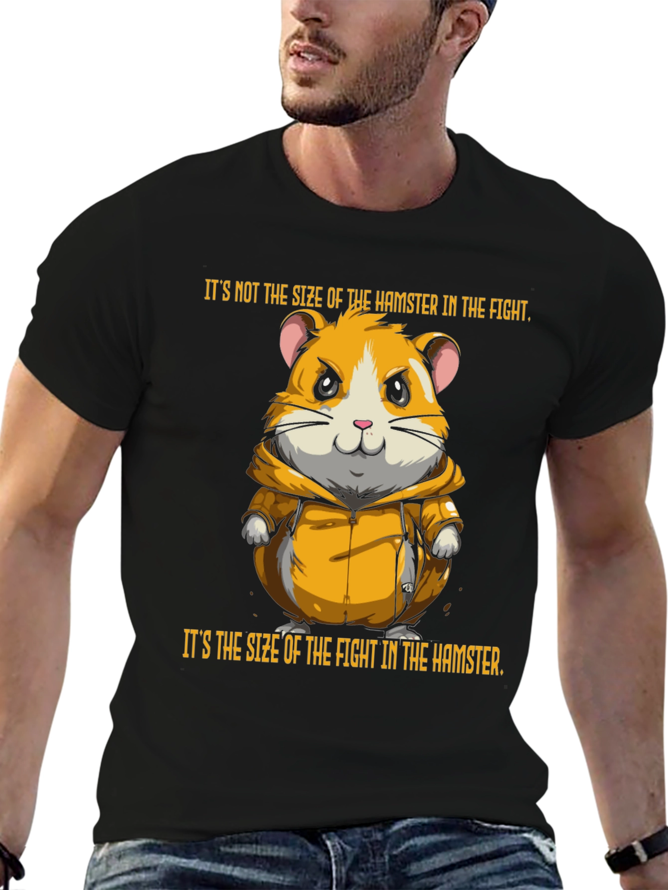 Black Hamster Fight T-Shirt - Size Doesn't Matter view 6