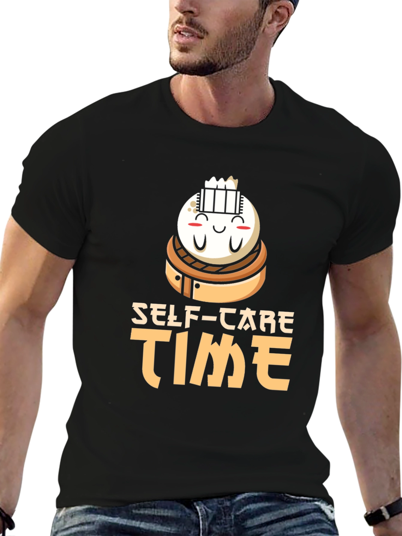Black Self-Care Time Dumpling T-Shirt view 6