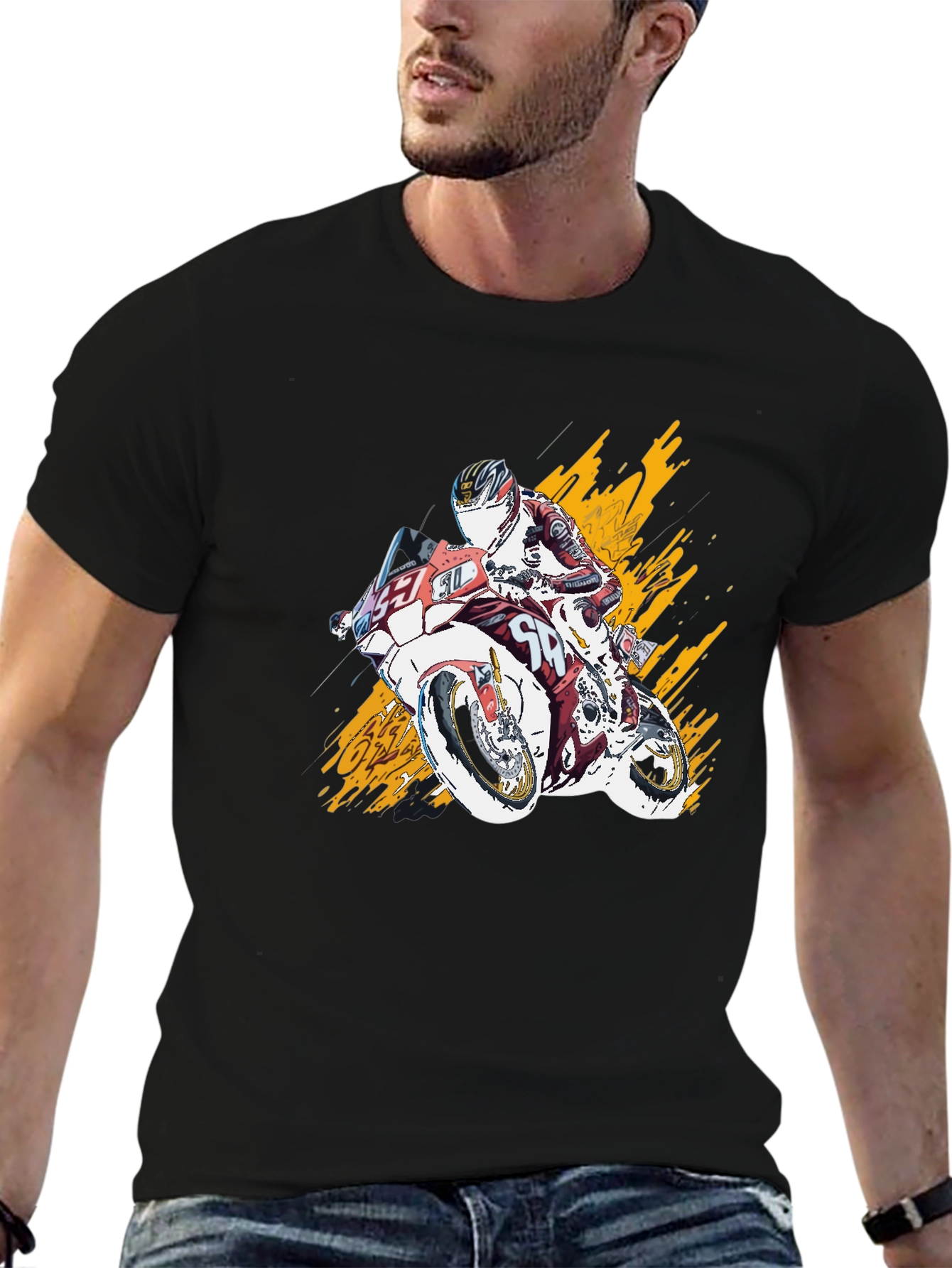 Black Motorcycle Rider Graphic T-Shirt - Bold Design view 6