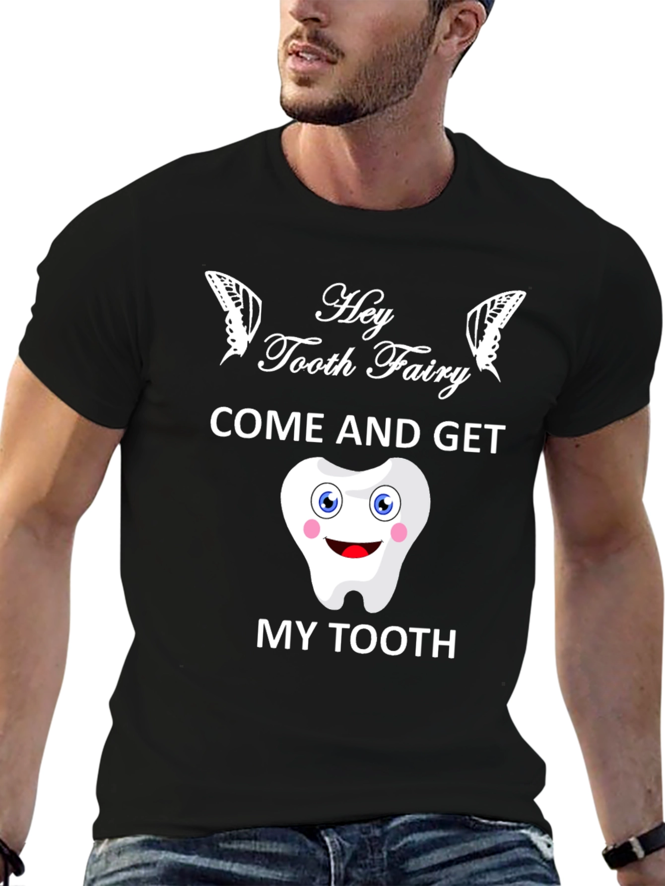 Black Hey Tooth Fairy T-Shirt, Funny Dental Gift view 6