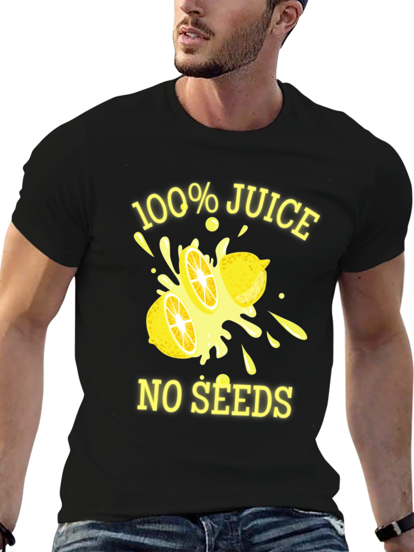 Black 100% Juice No Seeds T-Shirt - Black Graphic Tee view 6
