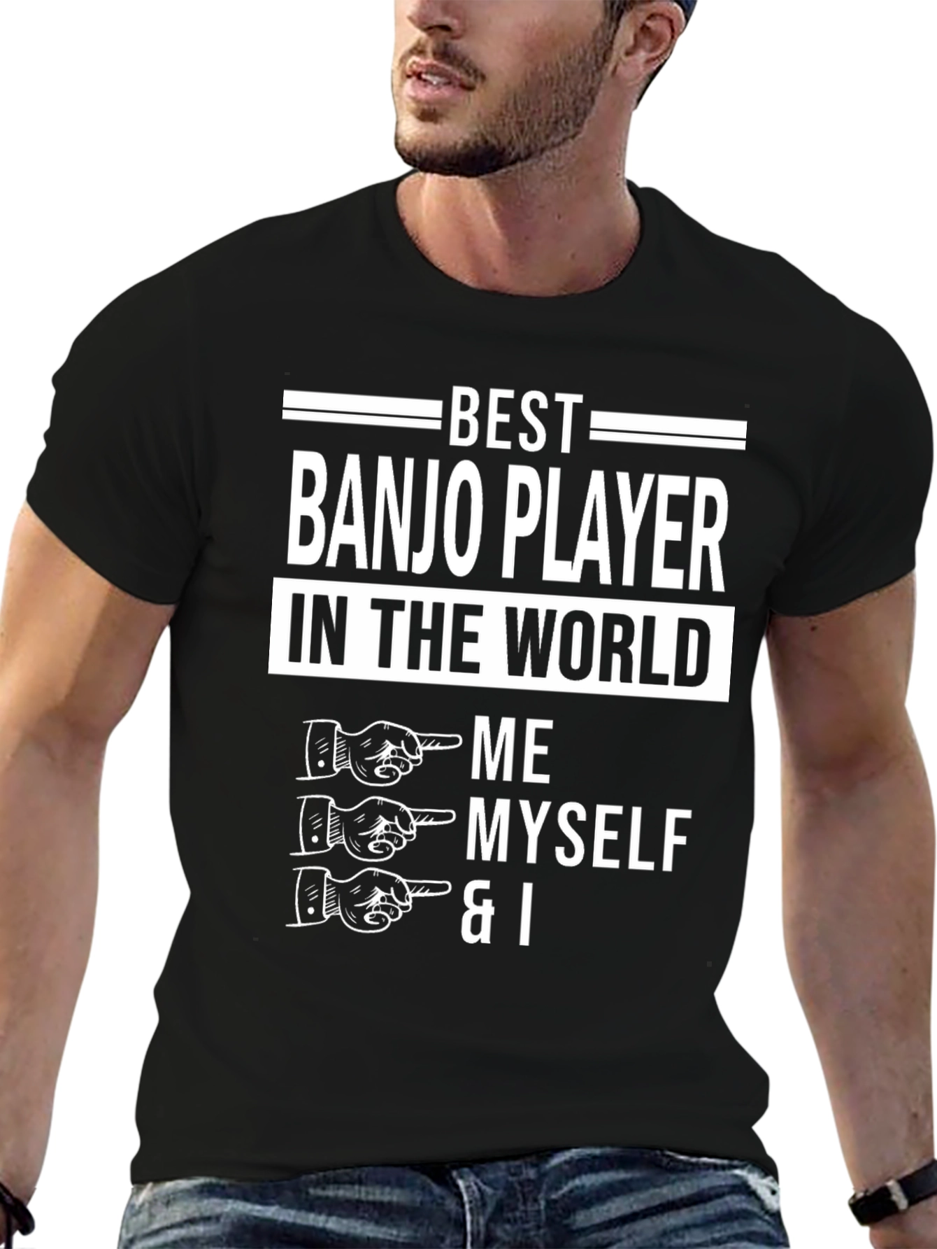Black Best Banjo Player T-Shirt - Funny Novelty Tee view 6