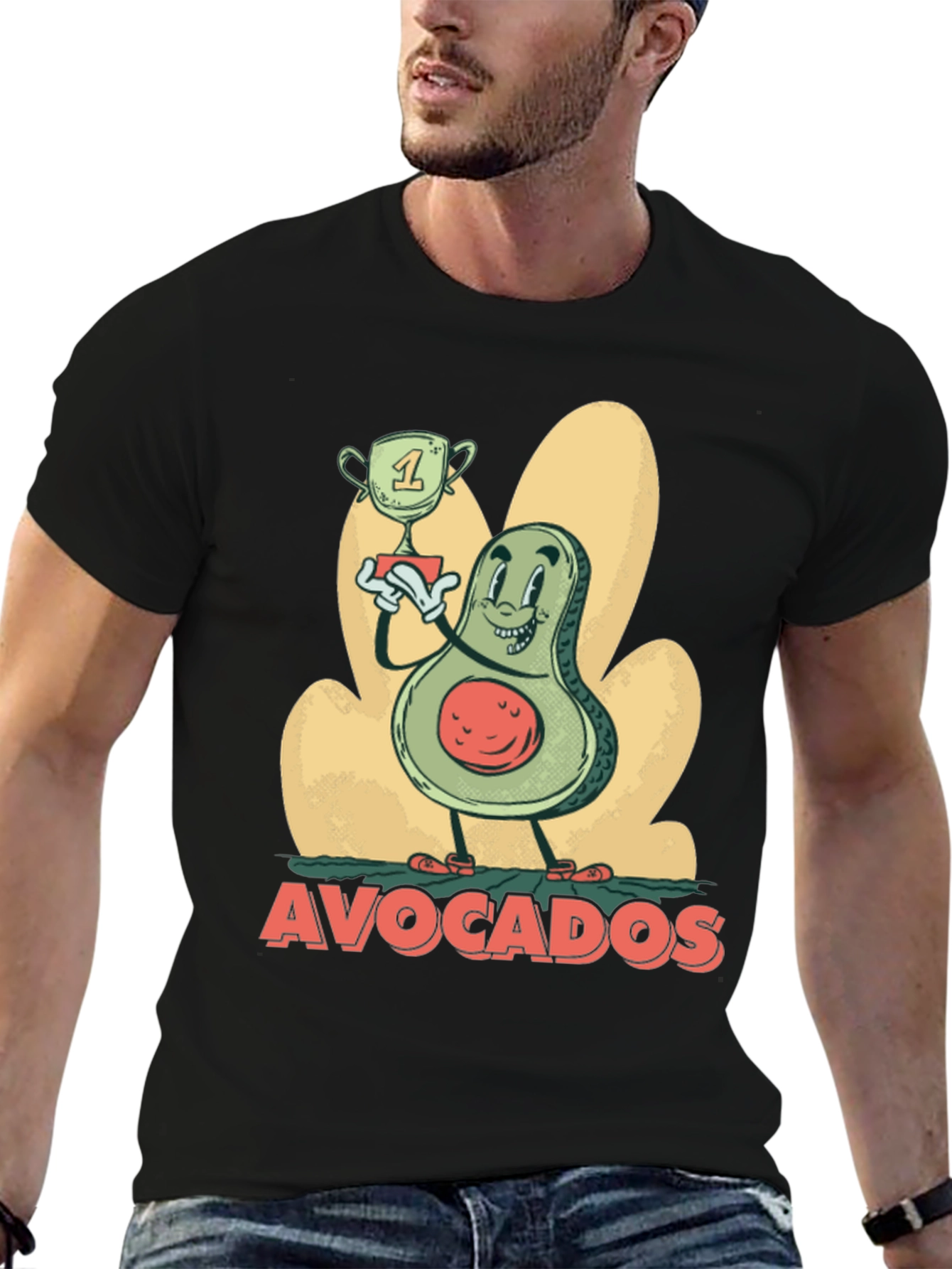 Black Funny Avocado Champion Black T-Shirt view 6