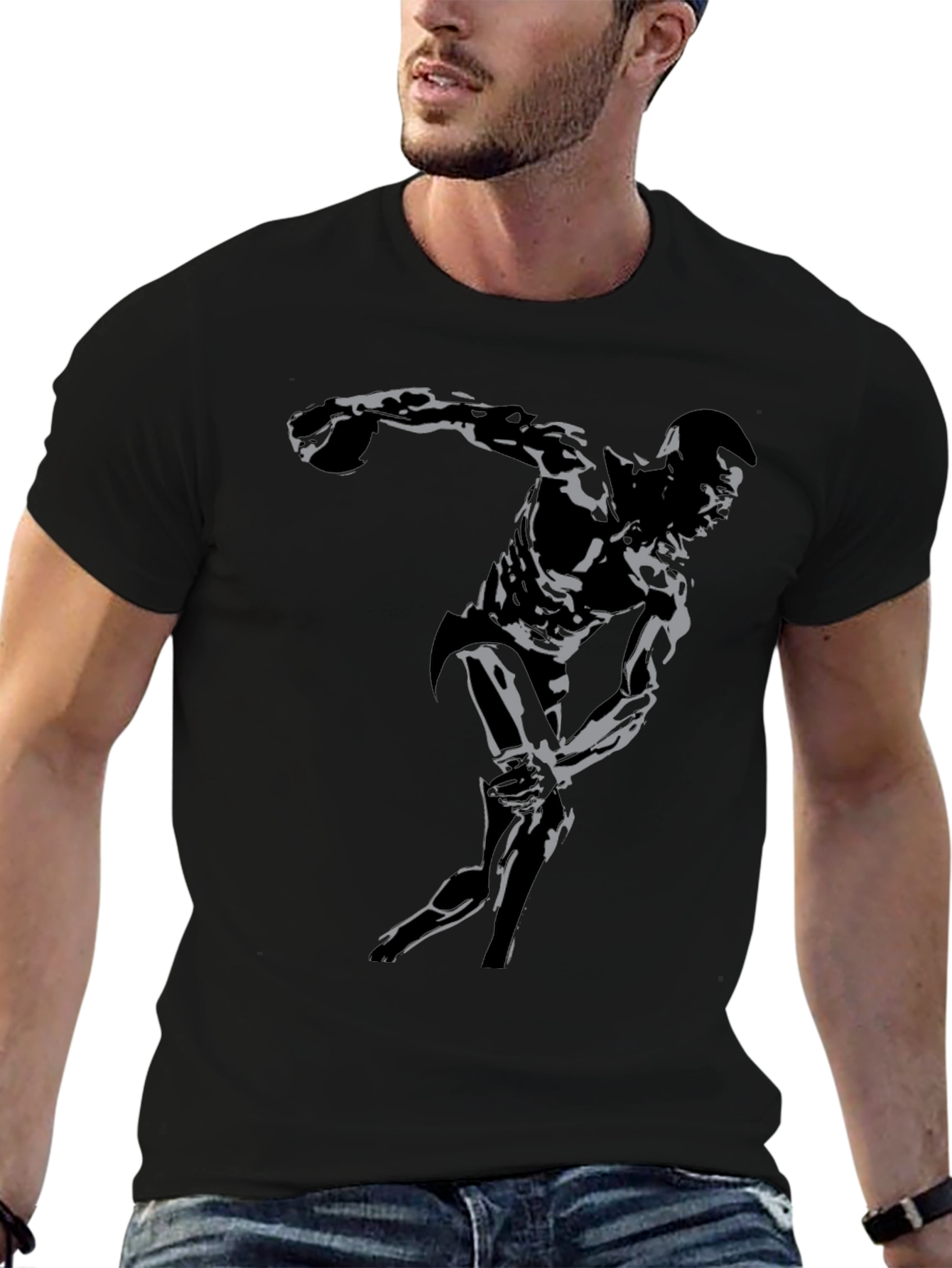 Black Athlete Graphic Tee - Black Cotton view 6