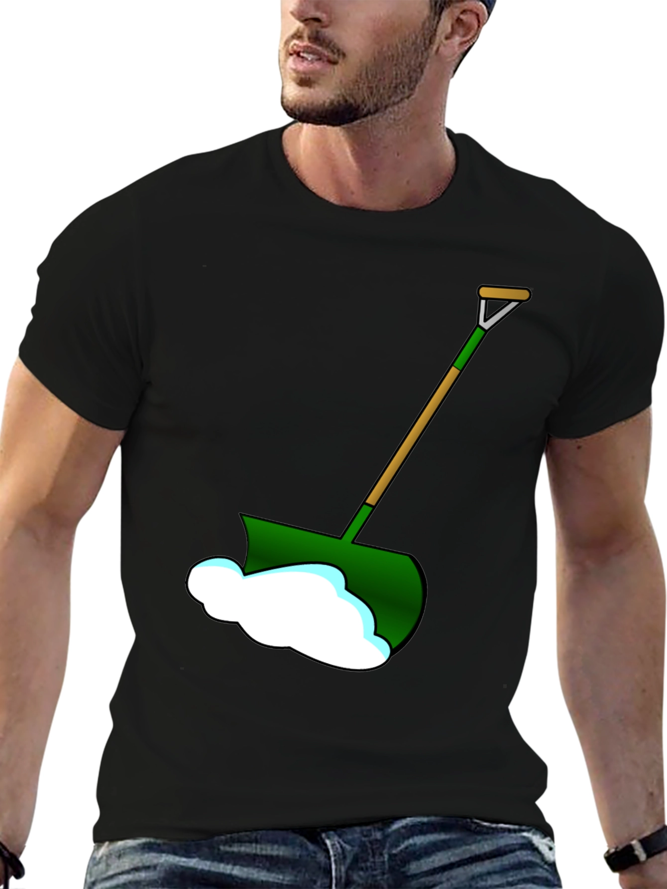 Black Snow Shovel Graphic T-Shirt - Winter Ready! view 6