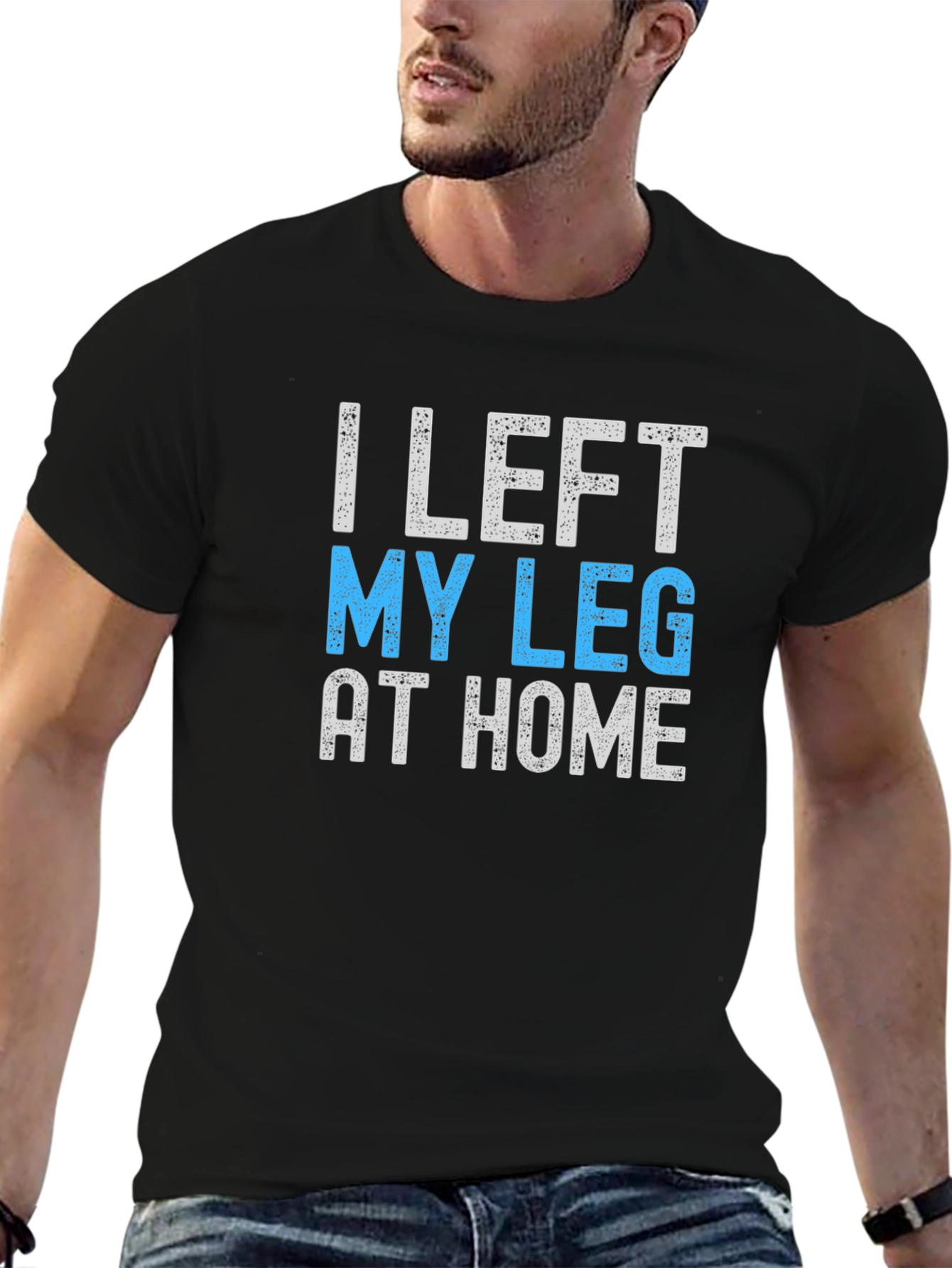 Black Humorous "I Left My Leg at Home" Graphic Tee view 6