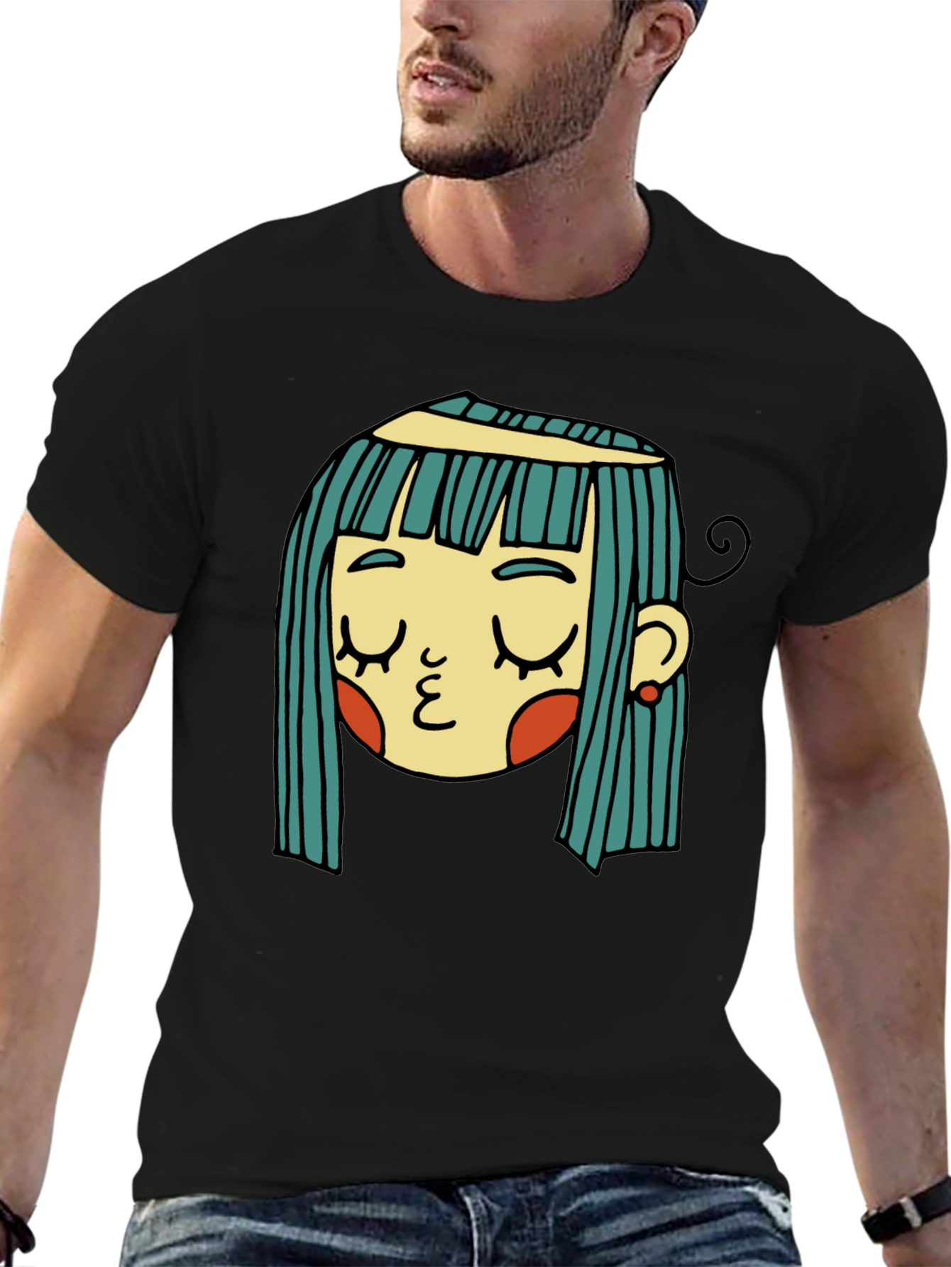 Black Whimsical Girl Graphic Tee - Unique Style view 6