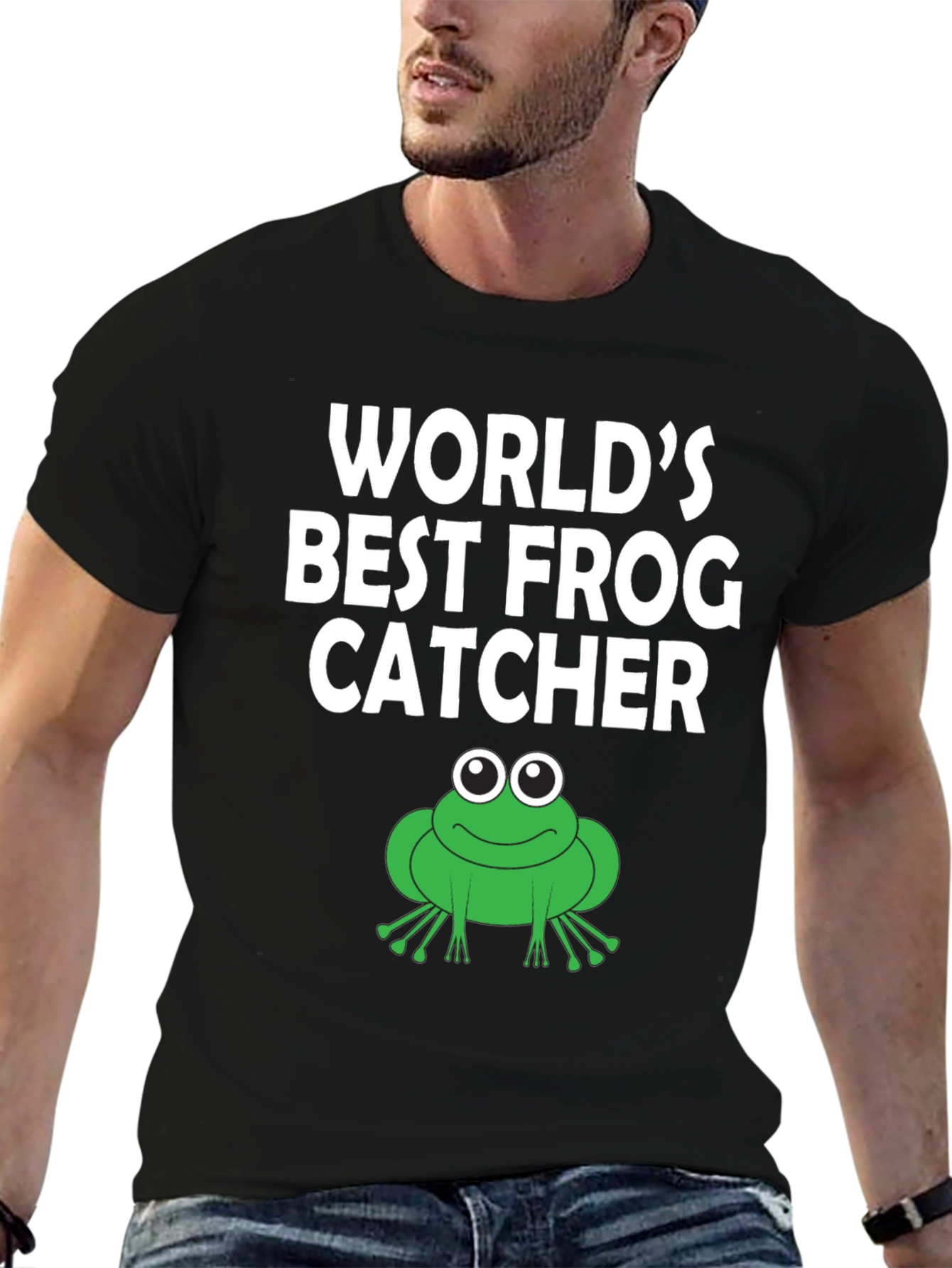 Black World's Best Frog Catcher T-Shirt view 6