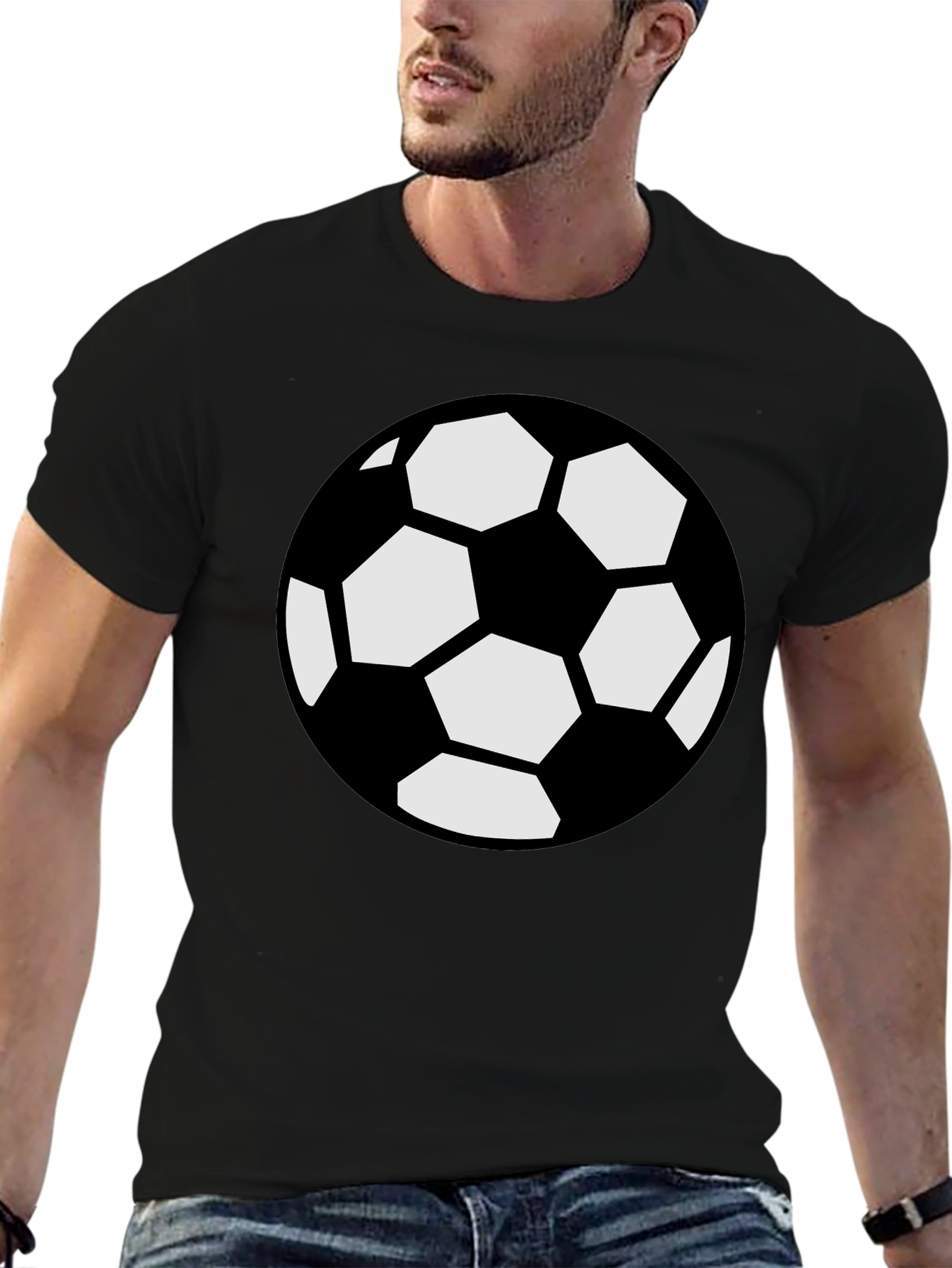Black Soccer Ball Graphic Black T-Shirt view 6