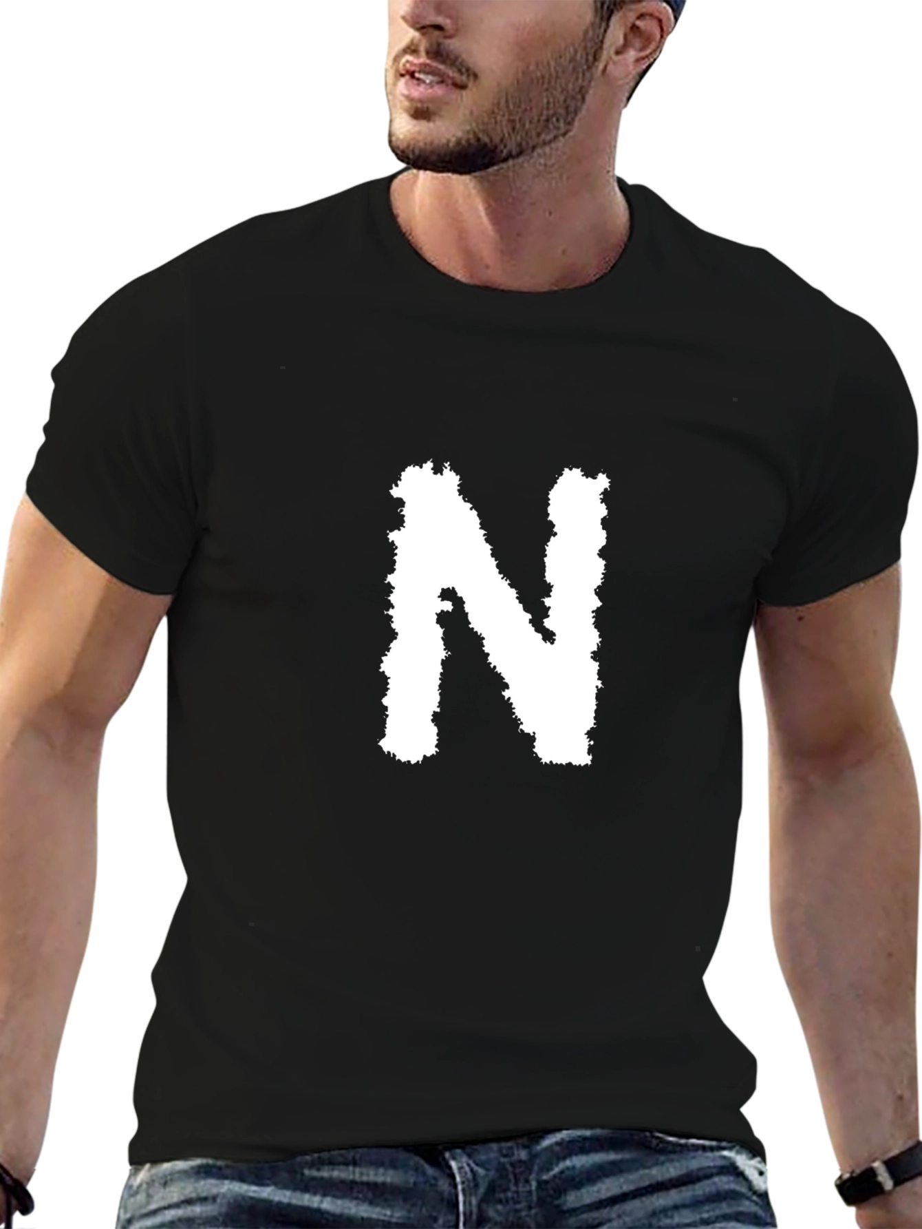 Black Black T-Shirt with White "N" view 6