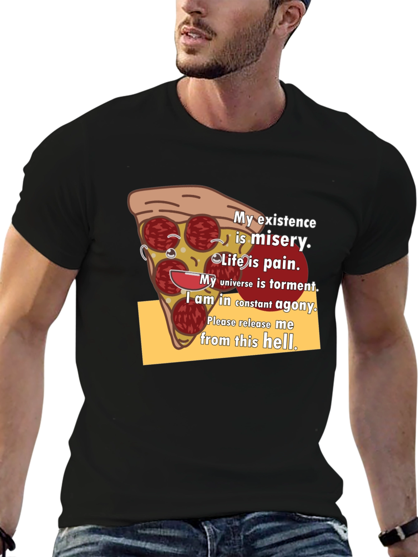 Pizza Slice Graphic Tee - Existential Misery T-Shirt - 6