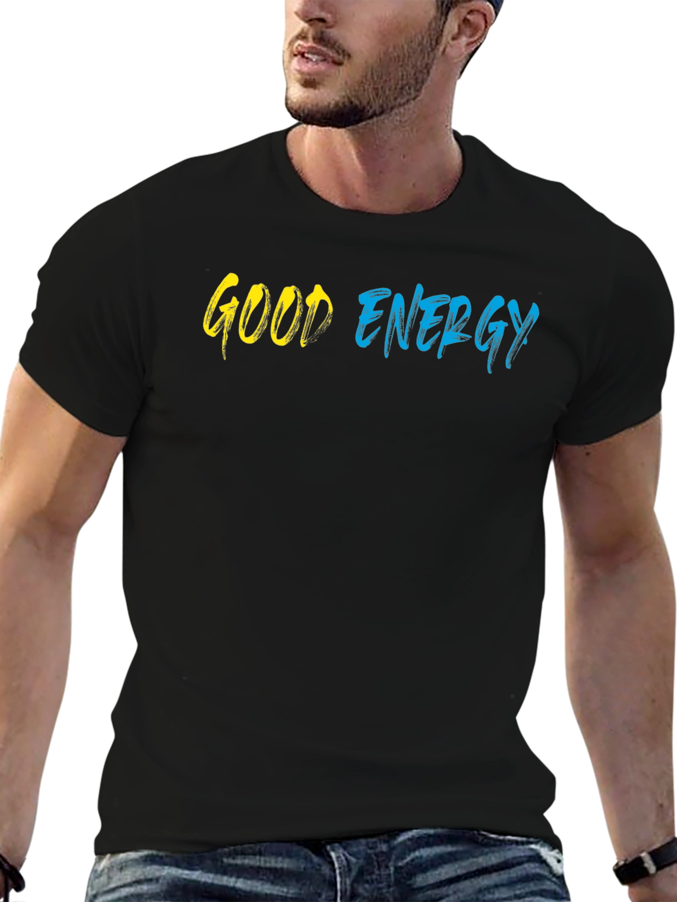 Black Good Energy Graphic Tee - Stylish Black T-Shirt view 6
