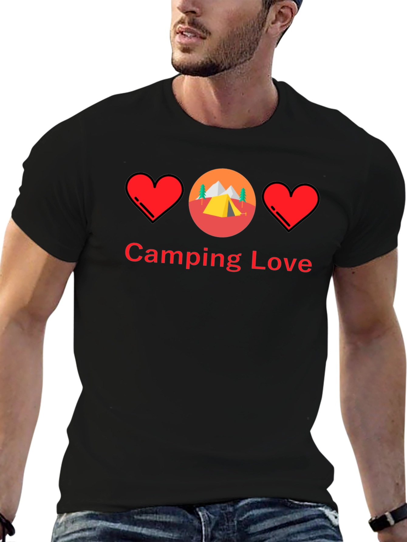 Black Camping Love Graphic Tee - Black Unisex Shirt view 6