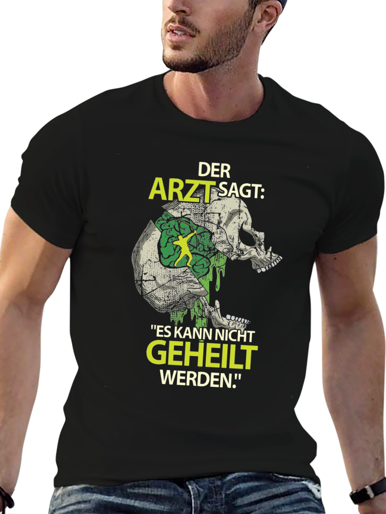 Black Zombie Brain Skull T-Shirt - Der Arzt Sagt view 6