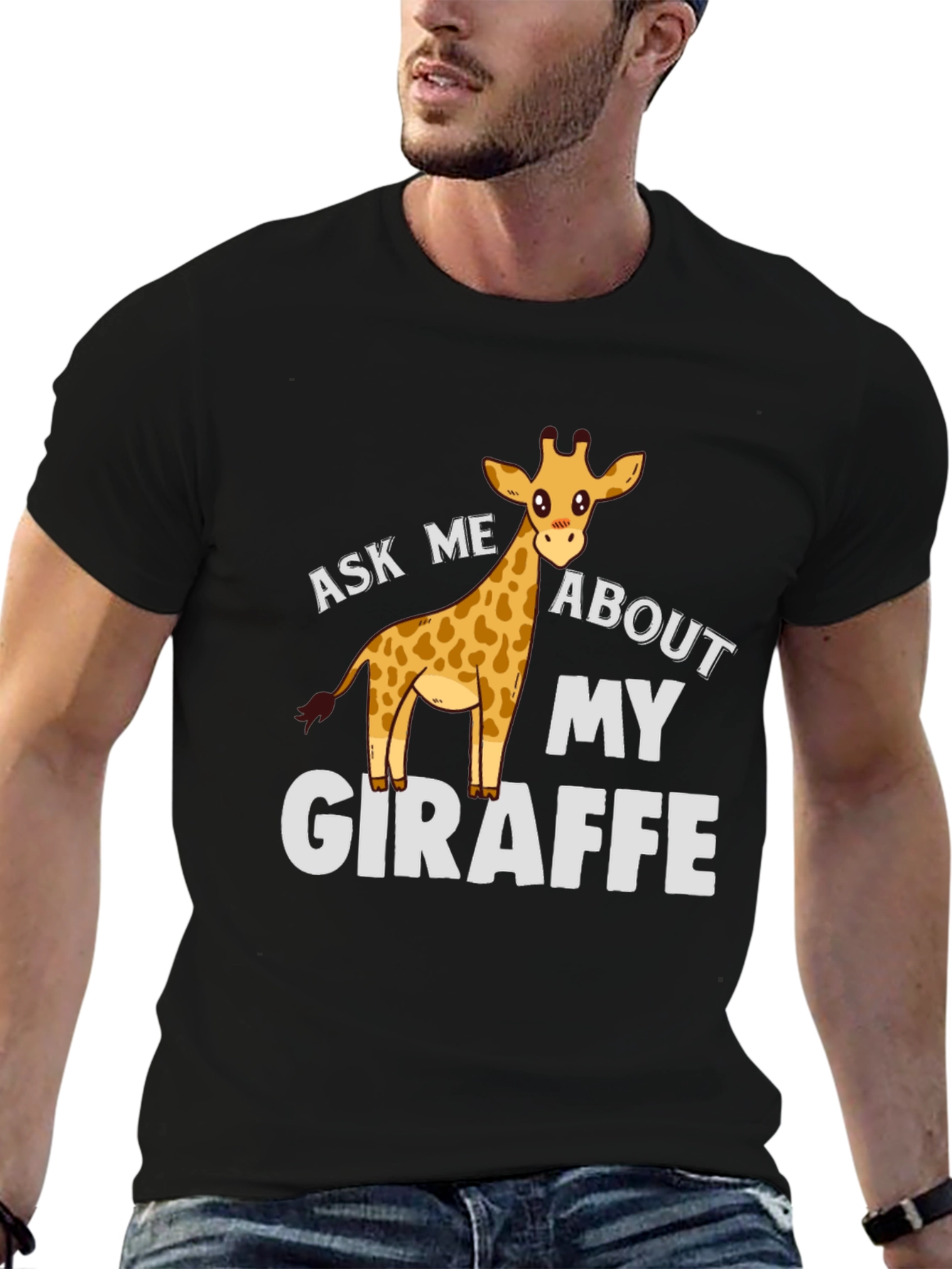 Black Ask Me About My Giraffe T-Shirt view 6