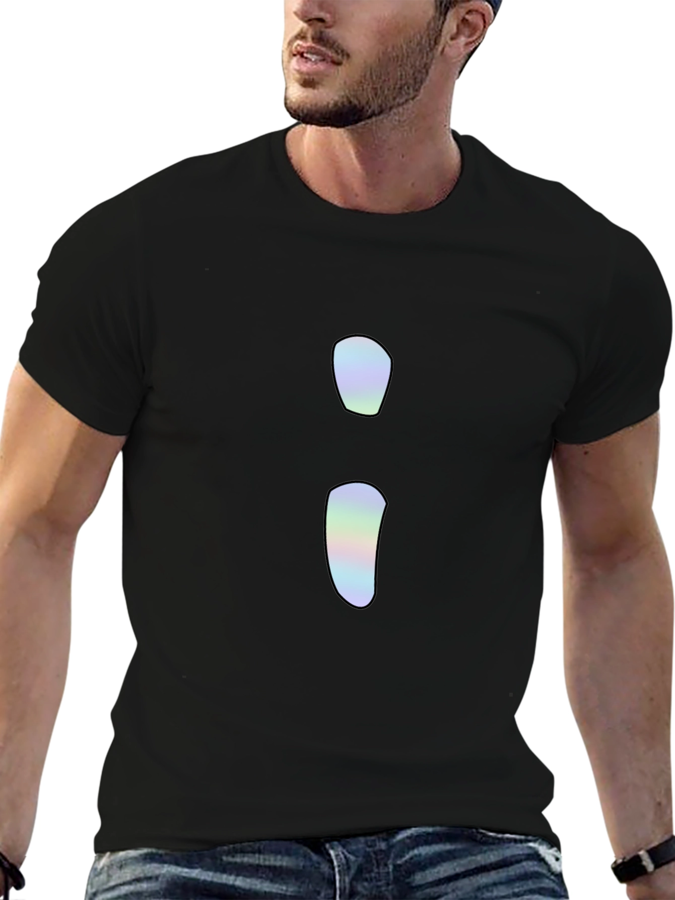 Black Minimalist Holographic Semicolon T-Shirt view 6