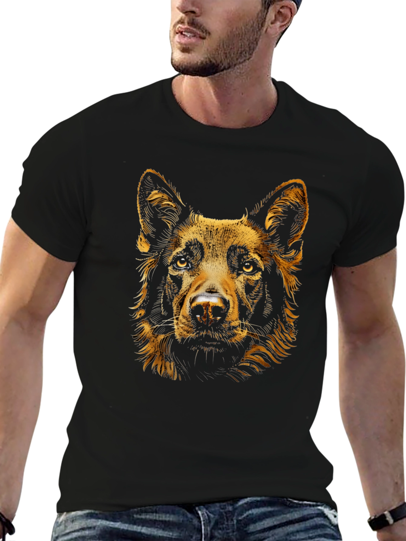 Black Dog Portrait Graphic Tee - Soft Cotton Blend view 6