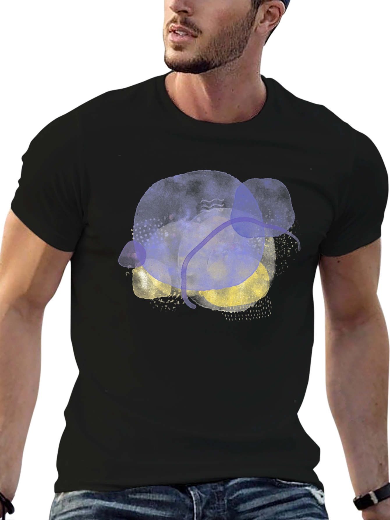 Black Abstract Art Black T-Shirt - Modern Graphic Tee view 6