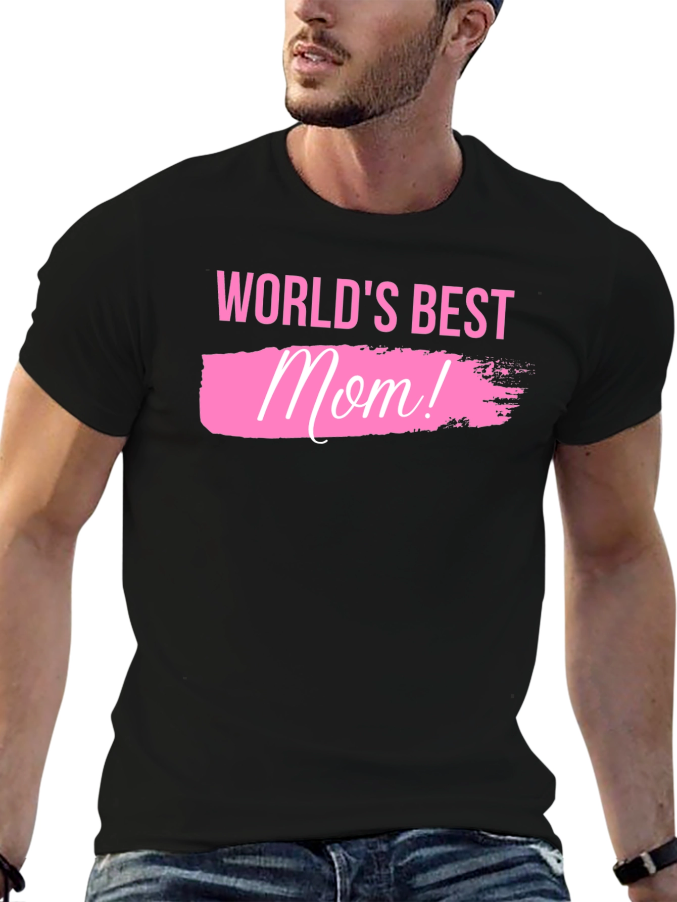 Black World's Best Mom! Black T-Shirt view 6
