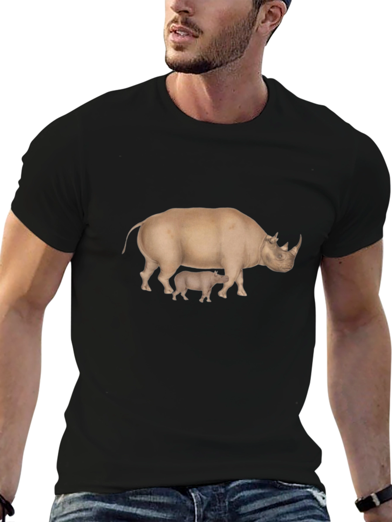 Black Rhino Graphic Tee - Classic Black T-Shirt view 6