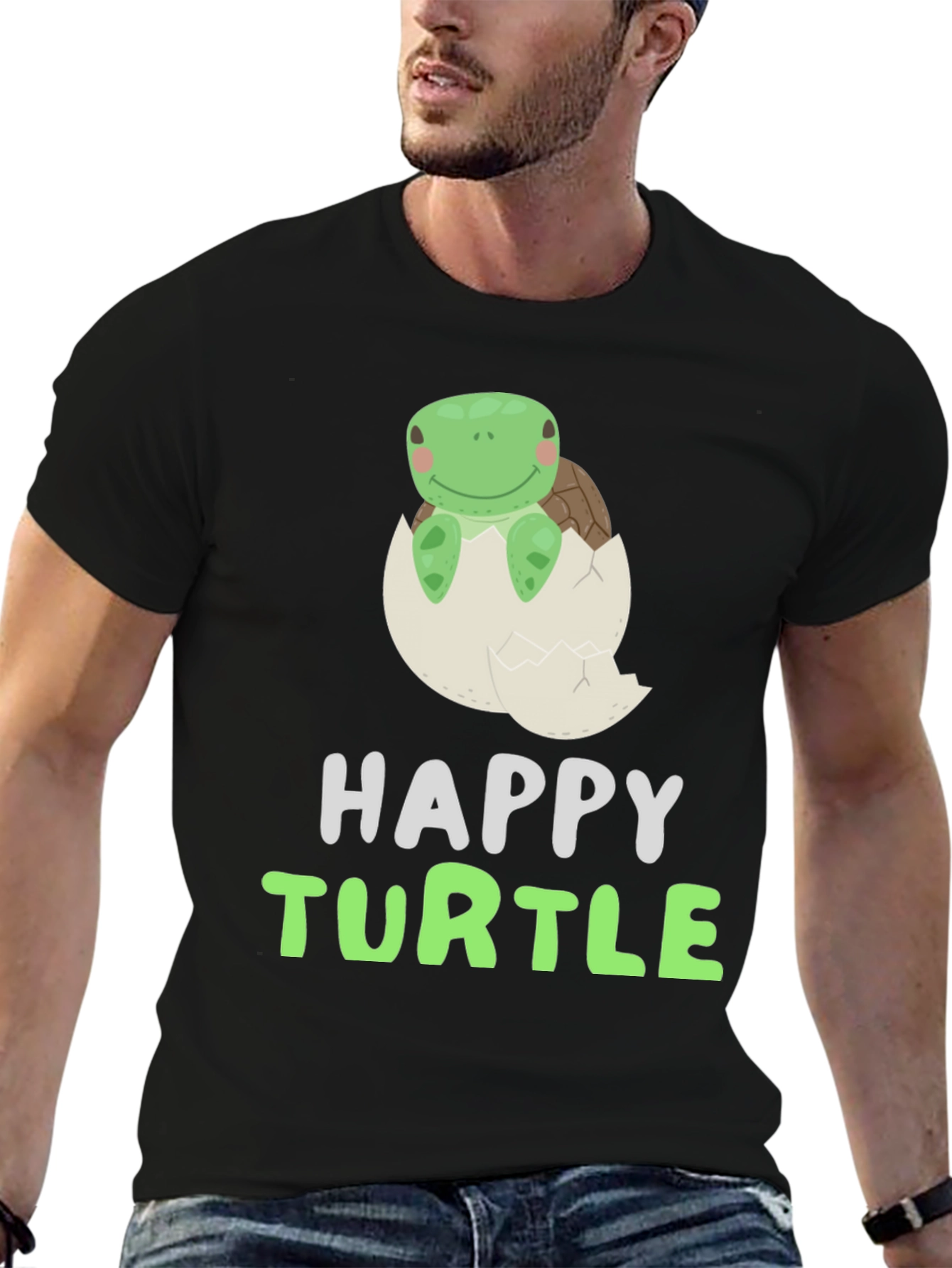 Black Happy Turtle Tee - Cute Animal Graphic T-Shirt view 6
