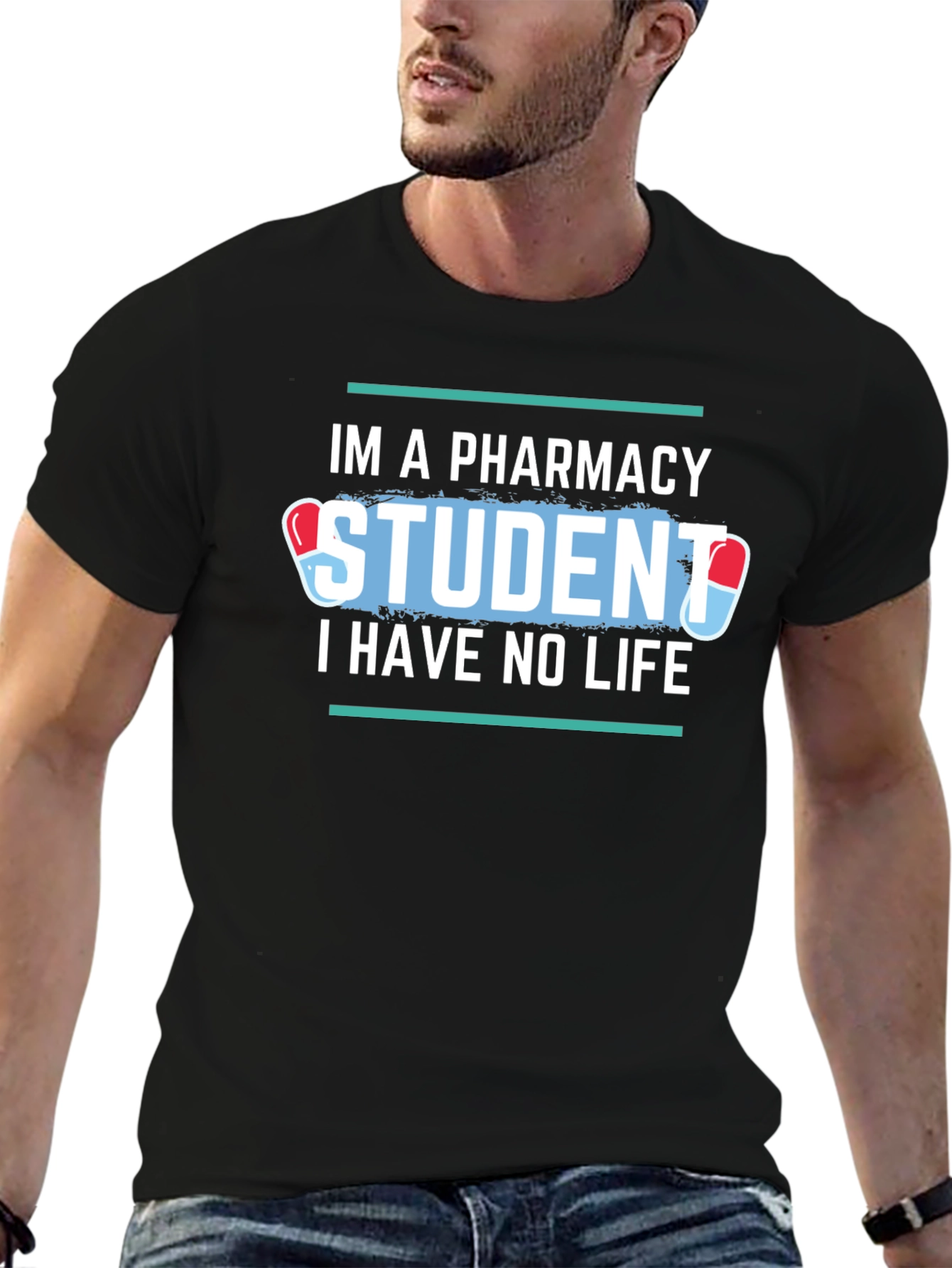 Black Pharmacy Student Life Funny T-Shirt view 6