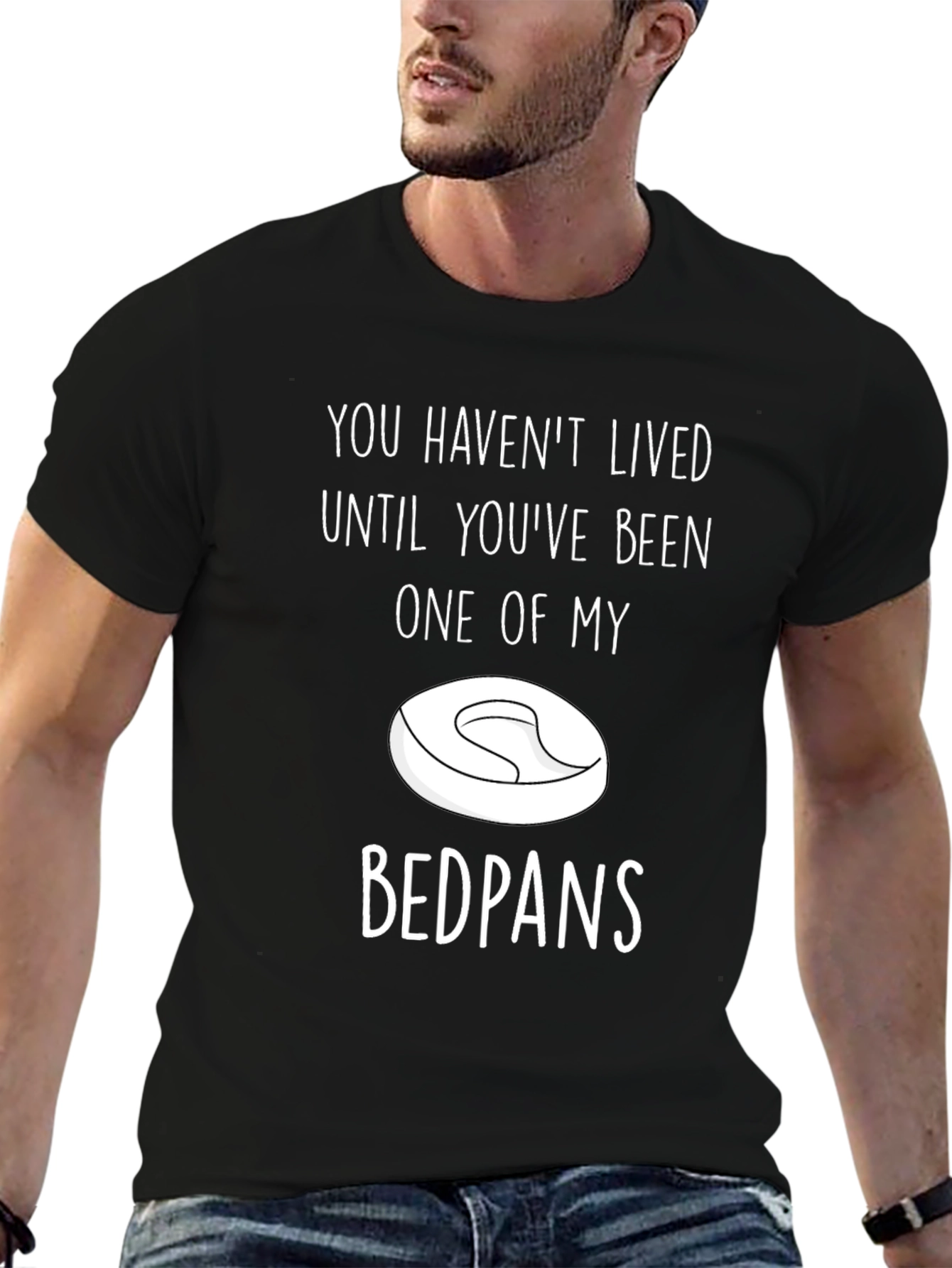 Black Funny "Bedpans" Graphic T-Shirt view 6