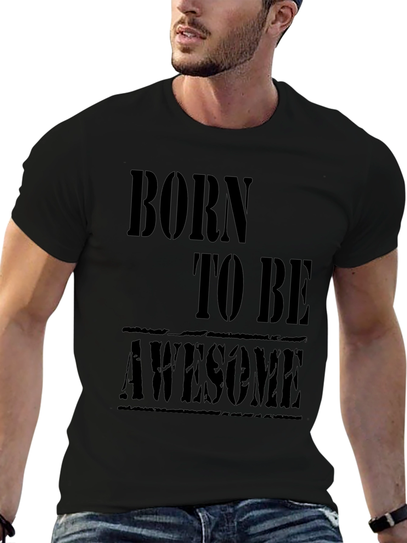 Black Born to be Awesome Black T-Shirt view 6