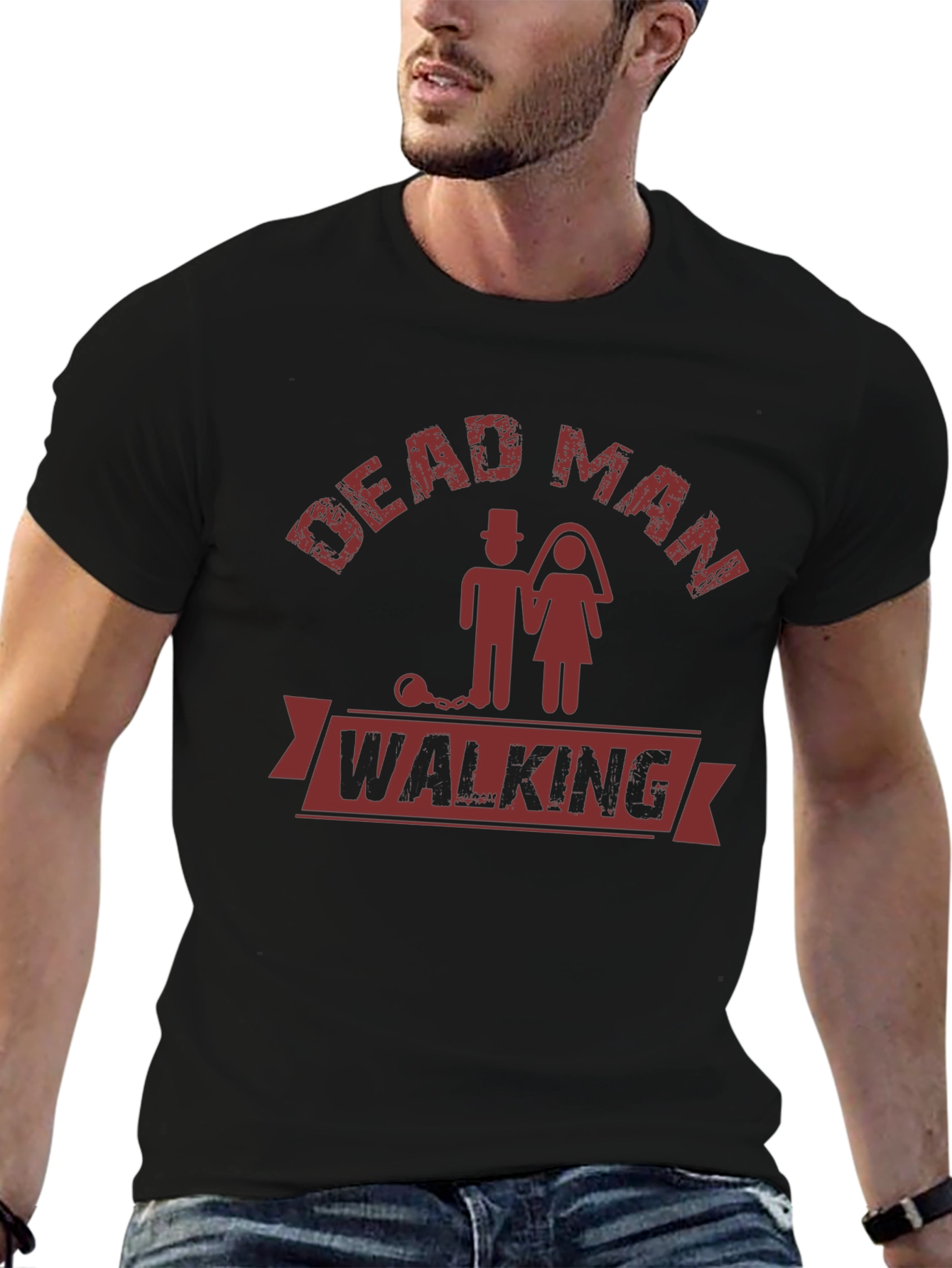 Black Dead Man Walking Graphic T-Shirt view 6