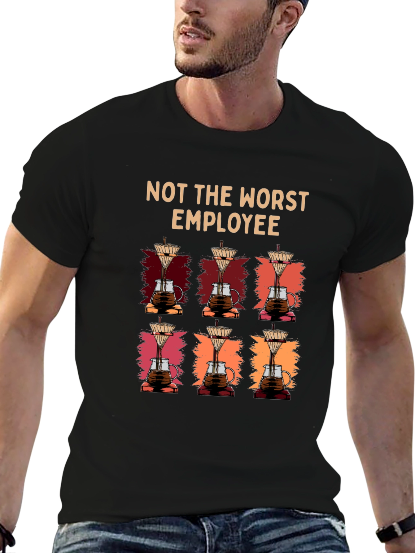 Black Not The Worst Employee Coffee T-Shirt view 6
