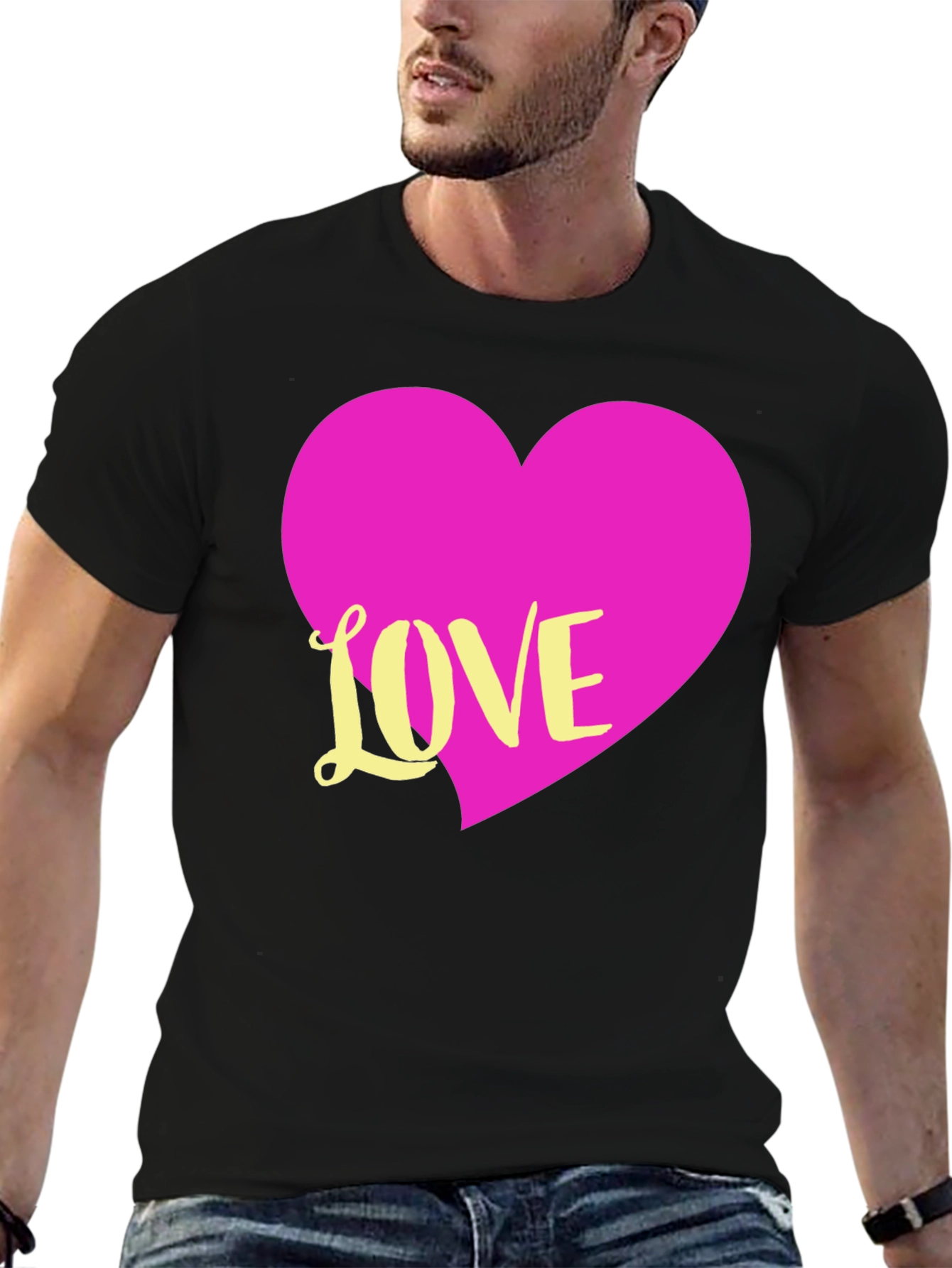 Black Love Heart T-Shirt - Graphic Tee view 6