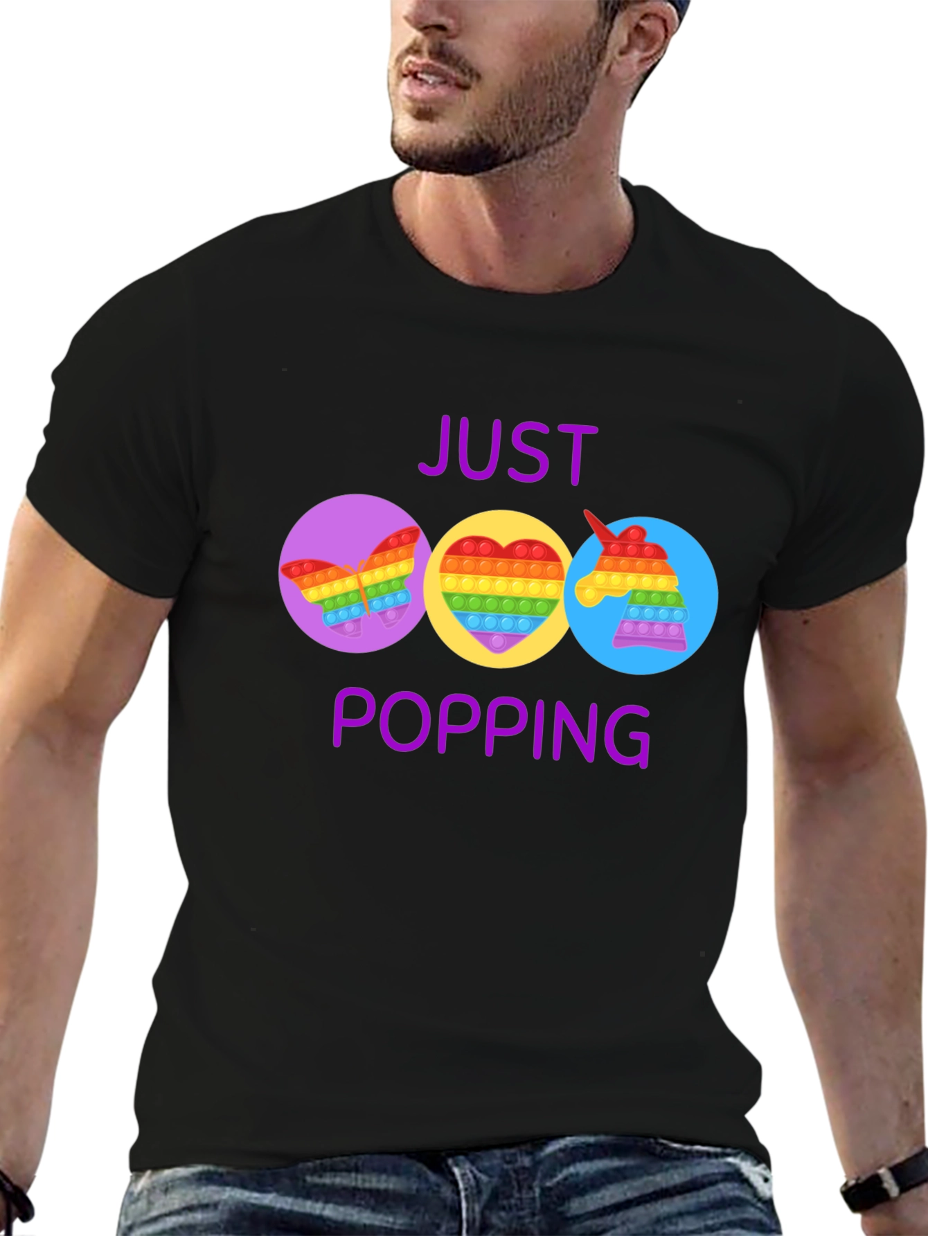 Black Just Popping Pop It Graphic T-Shirt view 6