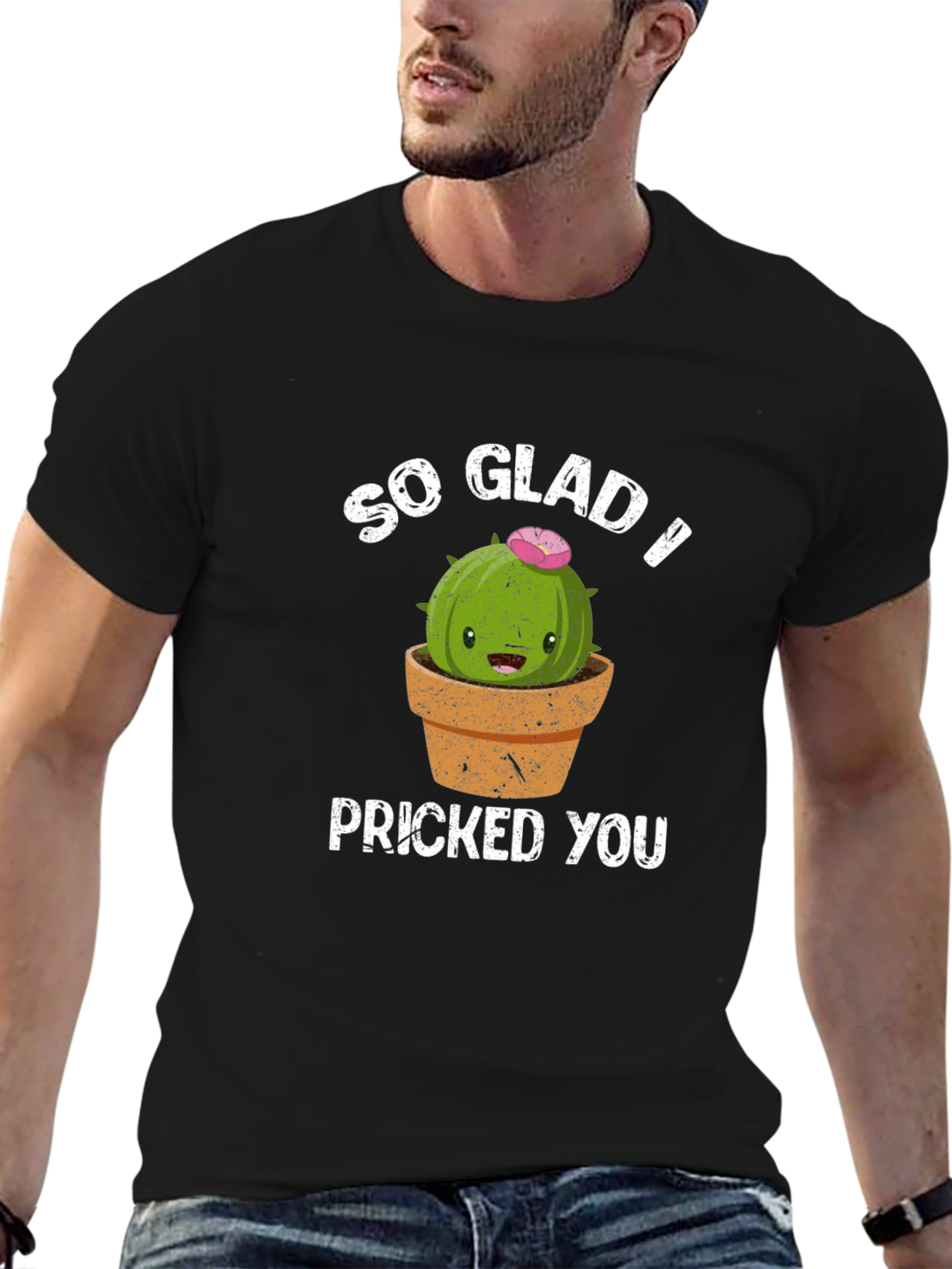 Black So Glad I Pricked You Funny Cactus T-Shirt view 6
