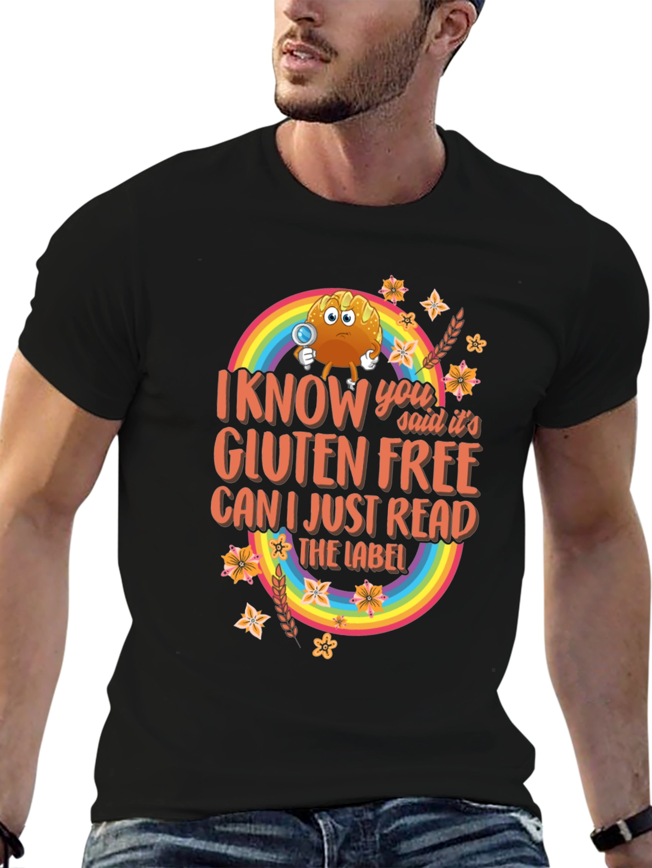 Black Gluten-Free T-Shirt: "Can I Just Read the Label?" view 6